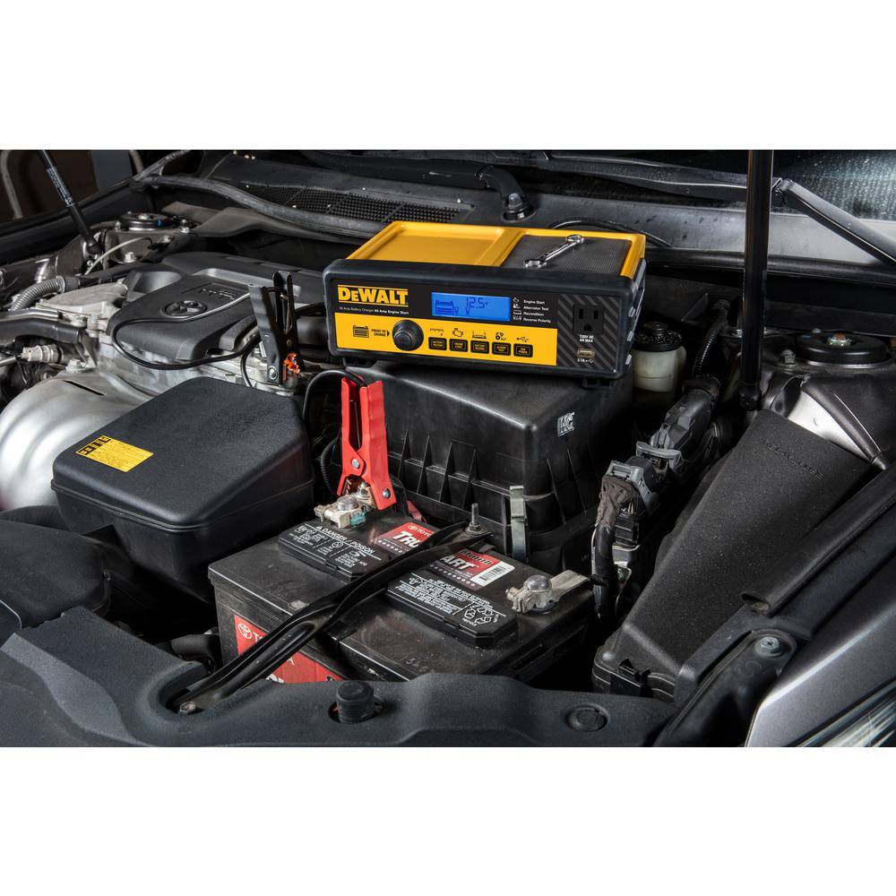 DEWALT DXAEC801B 30 Amp Automotive Portable Car Battery Charger with 80 Amp Engine Start and Alternator Check