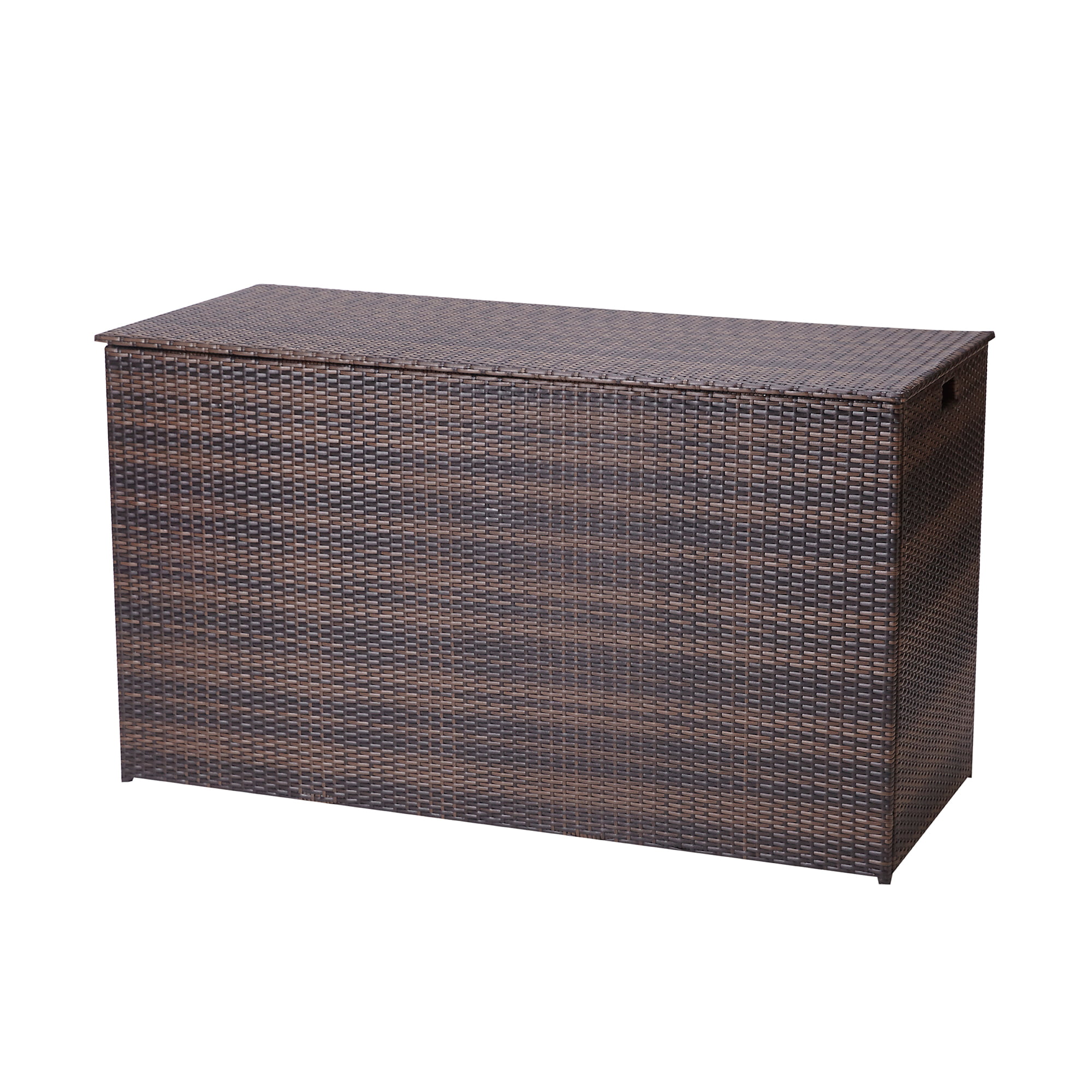 Teamson Home Wicker 154 Gallon Outdoor Deck Box for Cushions Storage. Brown