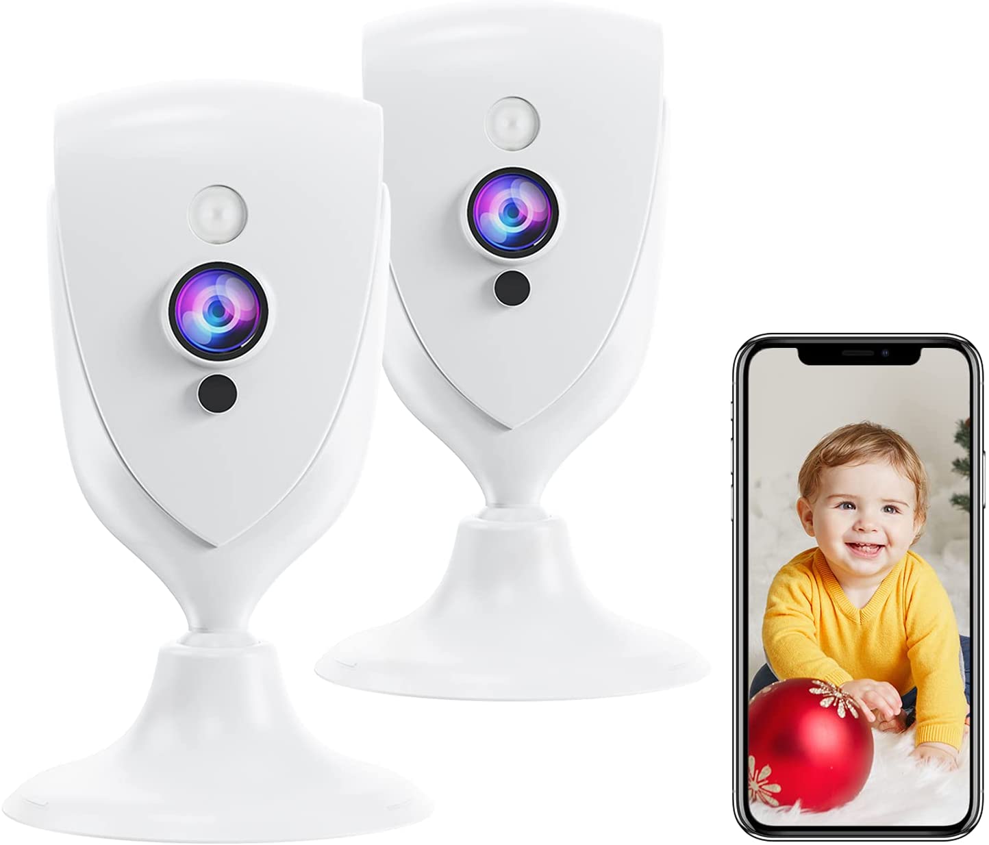 Pet Camera with Phone APP. 1080P Baby Camera. MIPC APP (2Pcs)