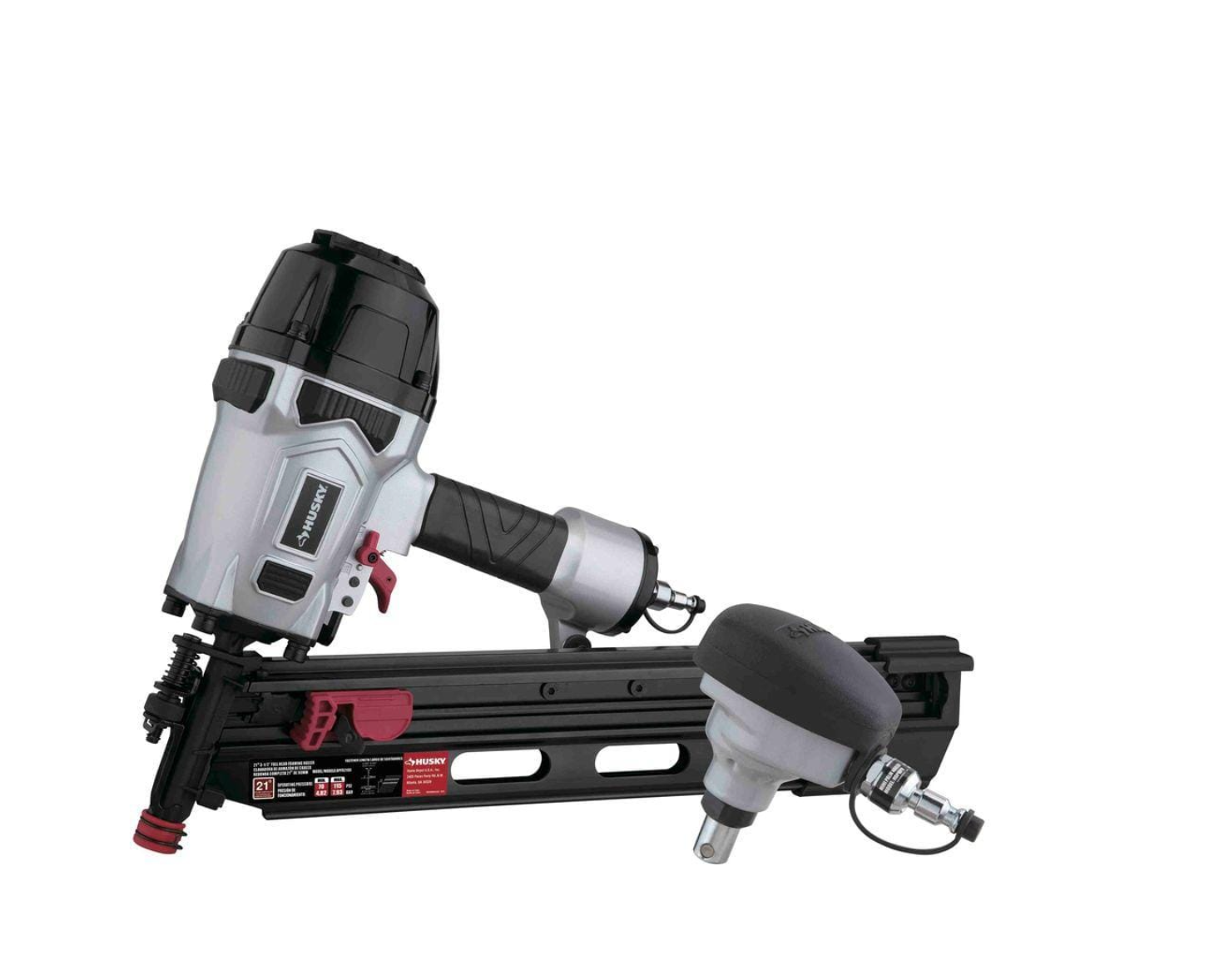 Husky DPFRPNCB Pneumatic 21-Degree 3-1/2 in. Full Round Head Framing Nailer and Pneumatic Mini Palm Nailer Kit with Nails