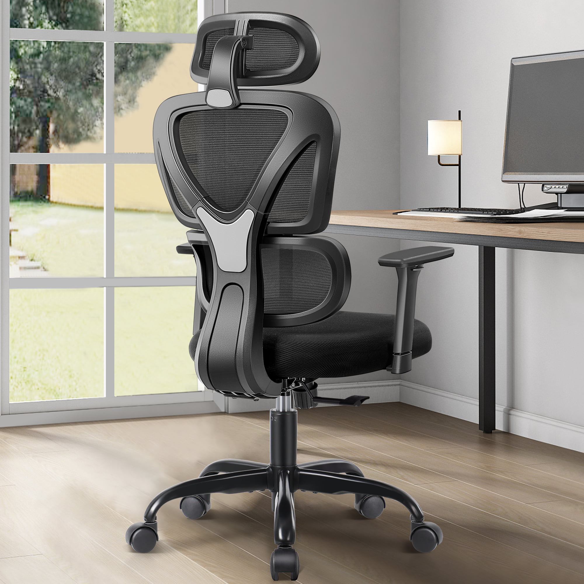 Coolhut Ergonomic Office Chair. High Back Adjustable Computer Desk Chair with Lumbar Support. 300lb. Black