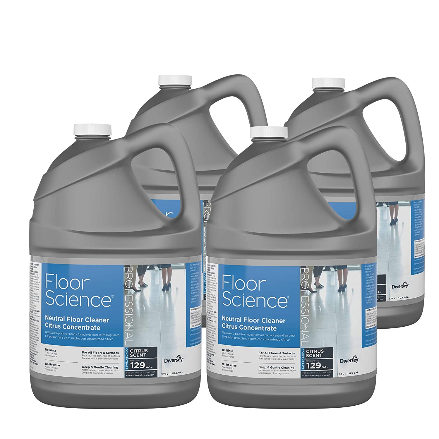 Diversey CBD540441 Floor Science Professional Neutral Floor Cleaner. 1 Gallon Concentrate. (4 Pack)