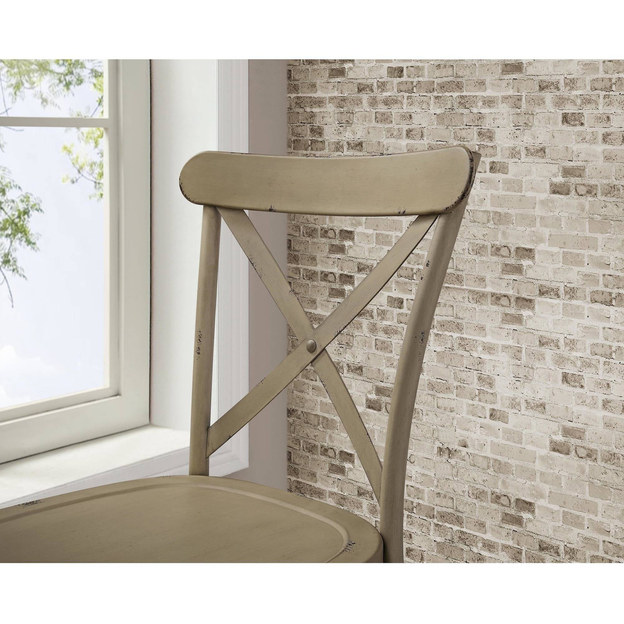 Better Homes and Gardens Collin Distressed White Dining Chair. Set of 2. Light Brown