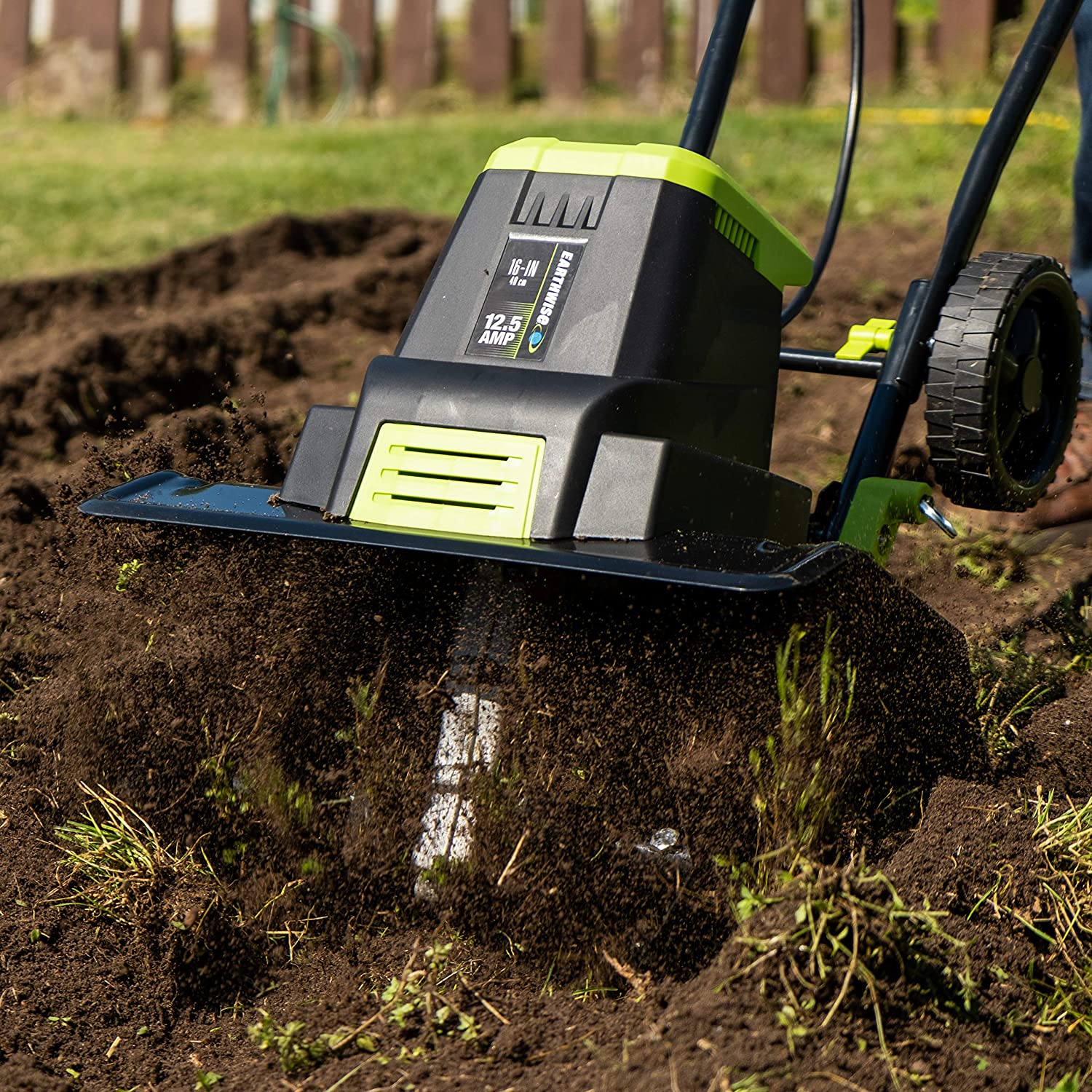 Earthwise TC70125 12.5-Amp 16-Inch Corded Electric Tiller/Cultivator. Green
