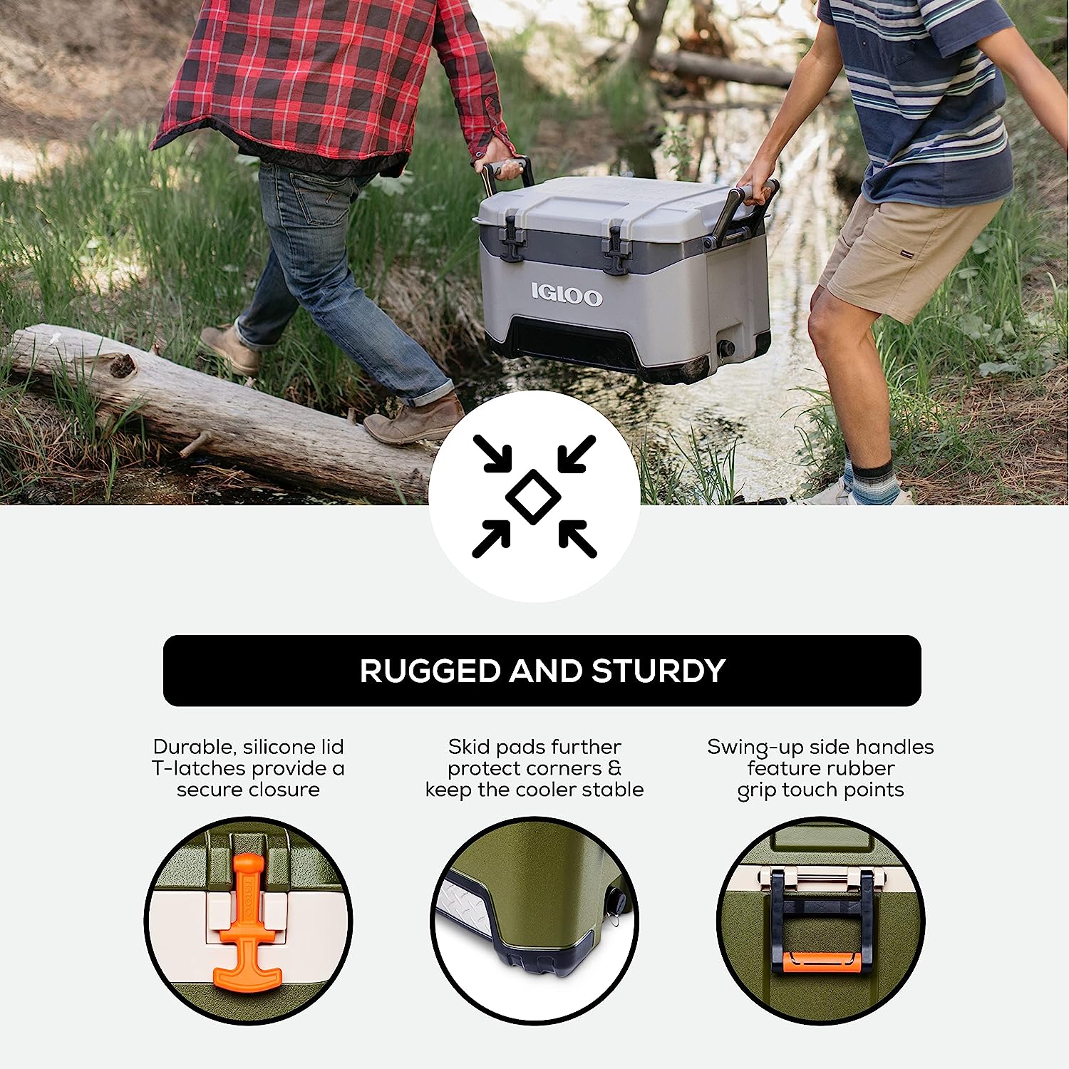 Igloo BMX 52 Quart Cooler with Cool Riser Technology. Green/Orange