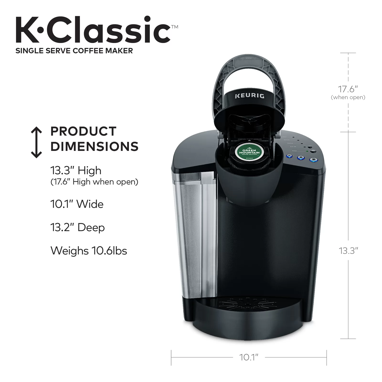 Keurig K-Classic Single Serve K-Cup Pod Coffee Maker - Black