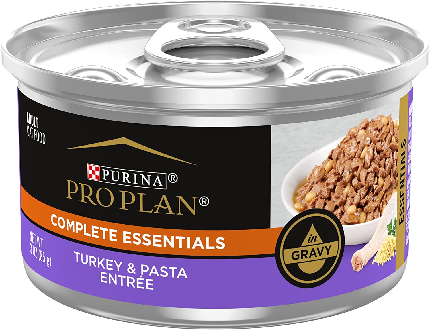Purina Pro Plan High Protein Wet Cat Food Gravy. Turkey and Pasta Entree - (24) 3 oz. Pull-Top Cans