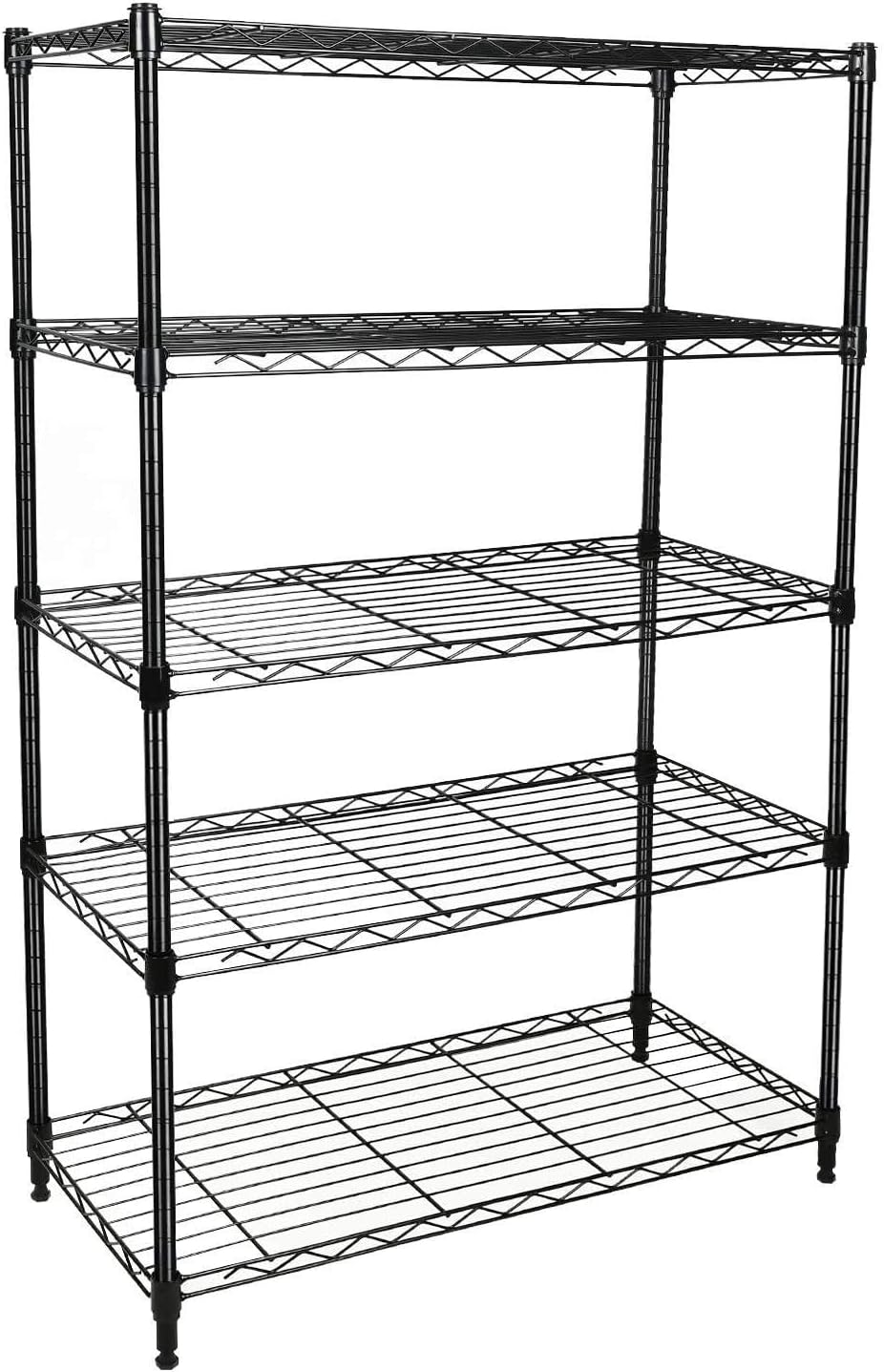 Simple Deluxe Heavy Duty 5-Shelf Shelving Unit.Plug Version. 29.92″ D x 13.98″ W x 62.99″ H. Black. 5 Tier (HKSHLF29146105GLITEV2)