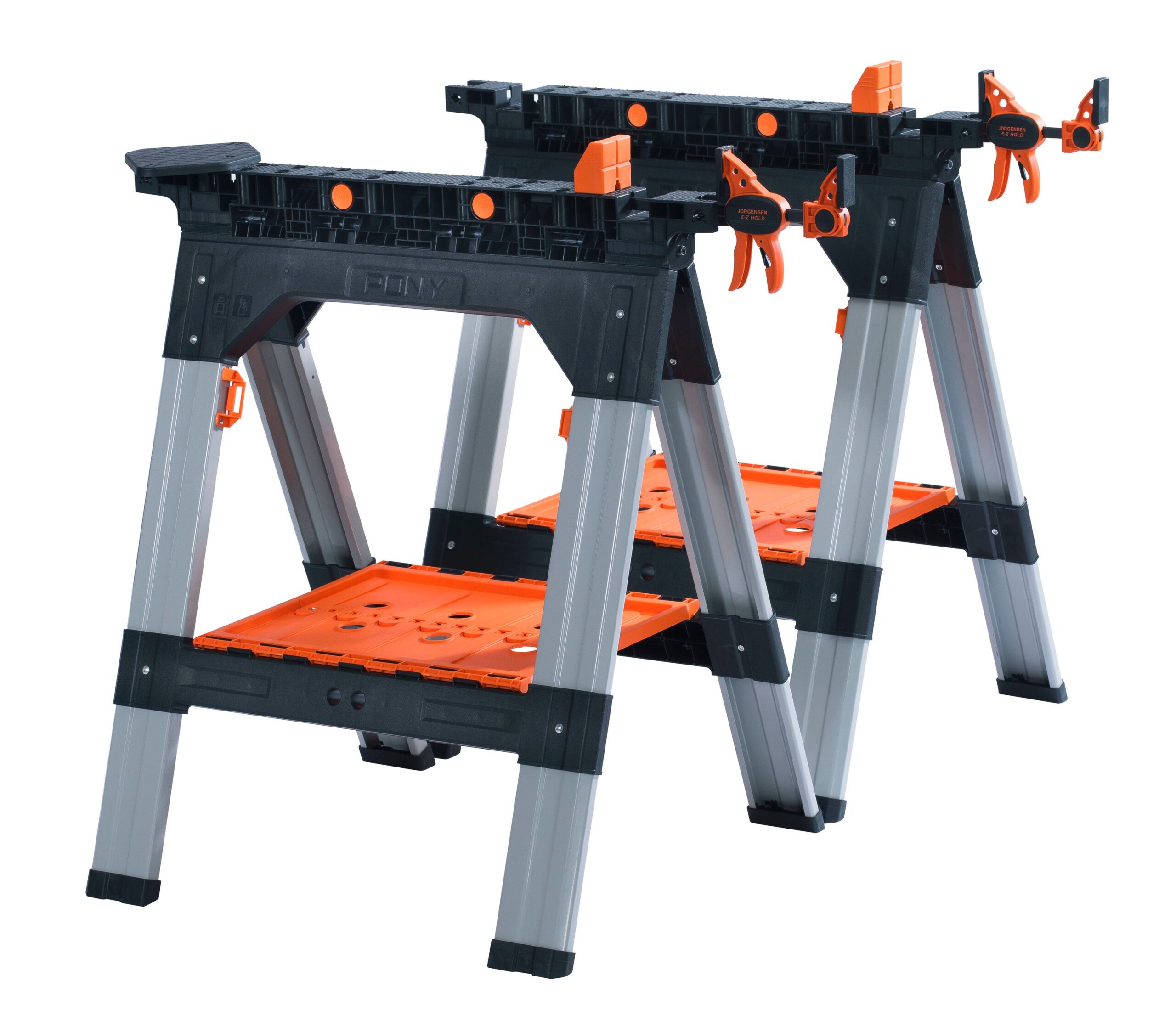 Pony 2-Pack 27-in W x 34.6-in H Steel; Plastic Saw Horse (1200-lb Capacity)