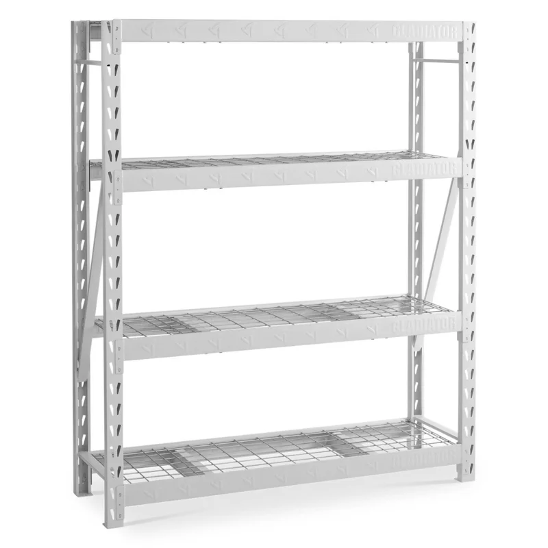 Gladiator GARS604TKW White 4-Tier Heavy Duty Steel Garage Storage Shelving Unit (60 in. W x 72 in. H x 18 in. D)