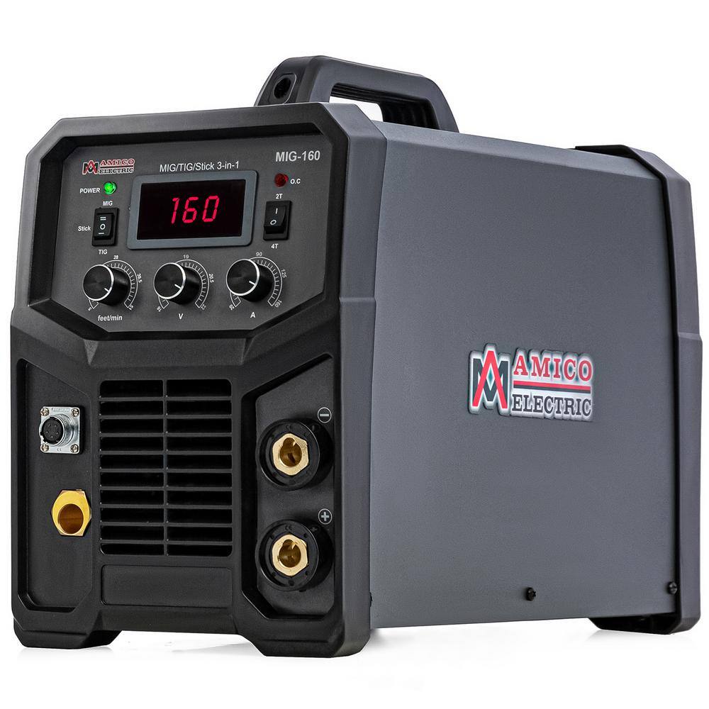 AMICO POWER MIG-160 160 Amp MIG/Flux-Cored/TIG/Stick Multi-Process Welder. 100-250V Voltage. Compatible Spool Gun SPG15180