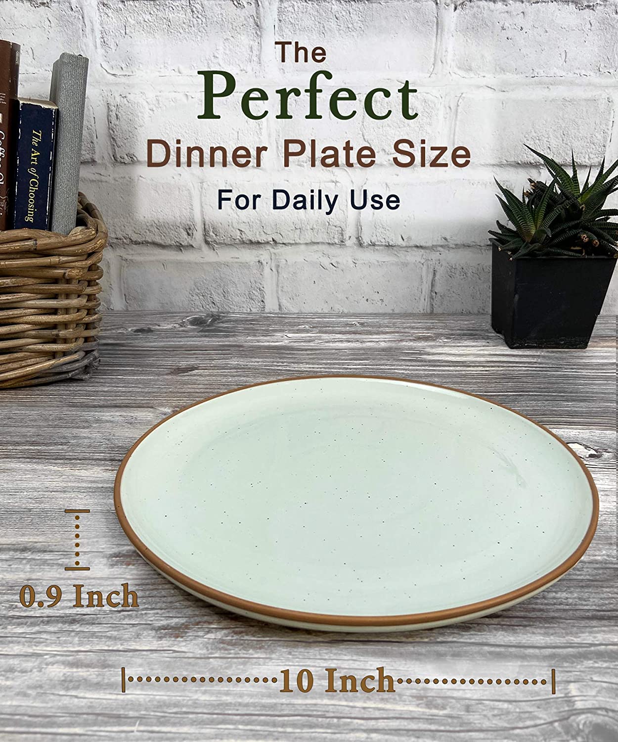 Mora Ceramic Dinner Plates Set of 6. 10 inch Dish Set - Microwave. Oven. and Dishwasher Safe. Scratch Resistant