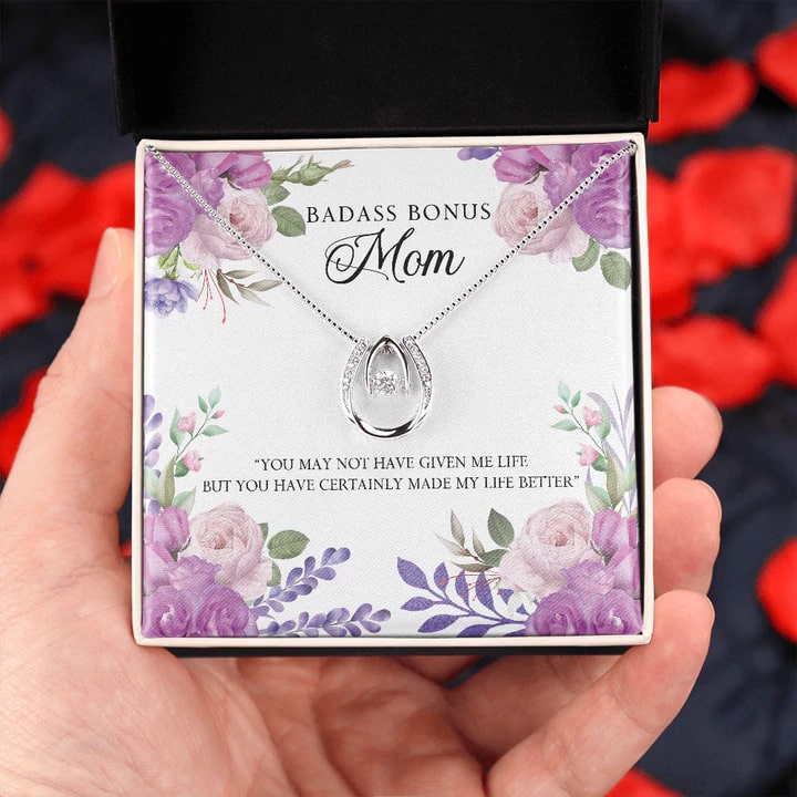 Cubic Zirconia Crystal Necklace. White Gold Over Stainless Steel. 0.77 x 0.62 inches. Necklace Gift box