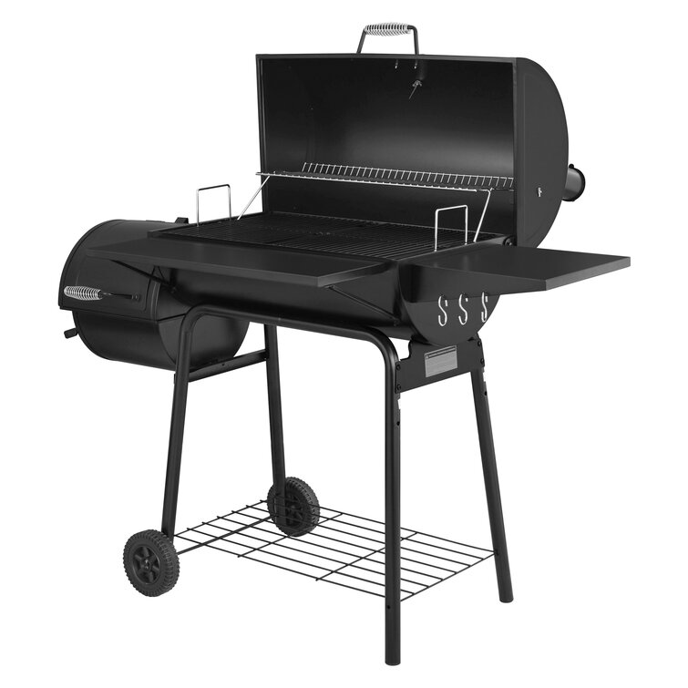 Royal Gourmet 30″ Barrel Charcoal Grill with Smoker and Side Table
