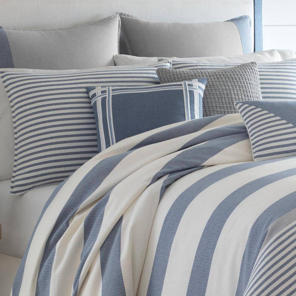 Nautica  Fairwater 3-Piece Blue Striped Cotton King Comforter Set