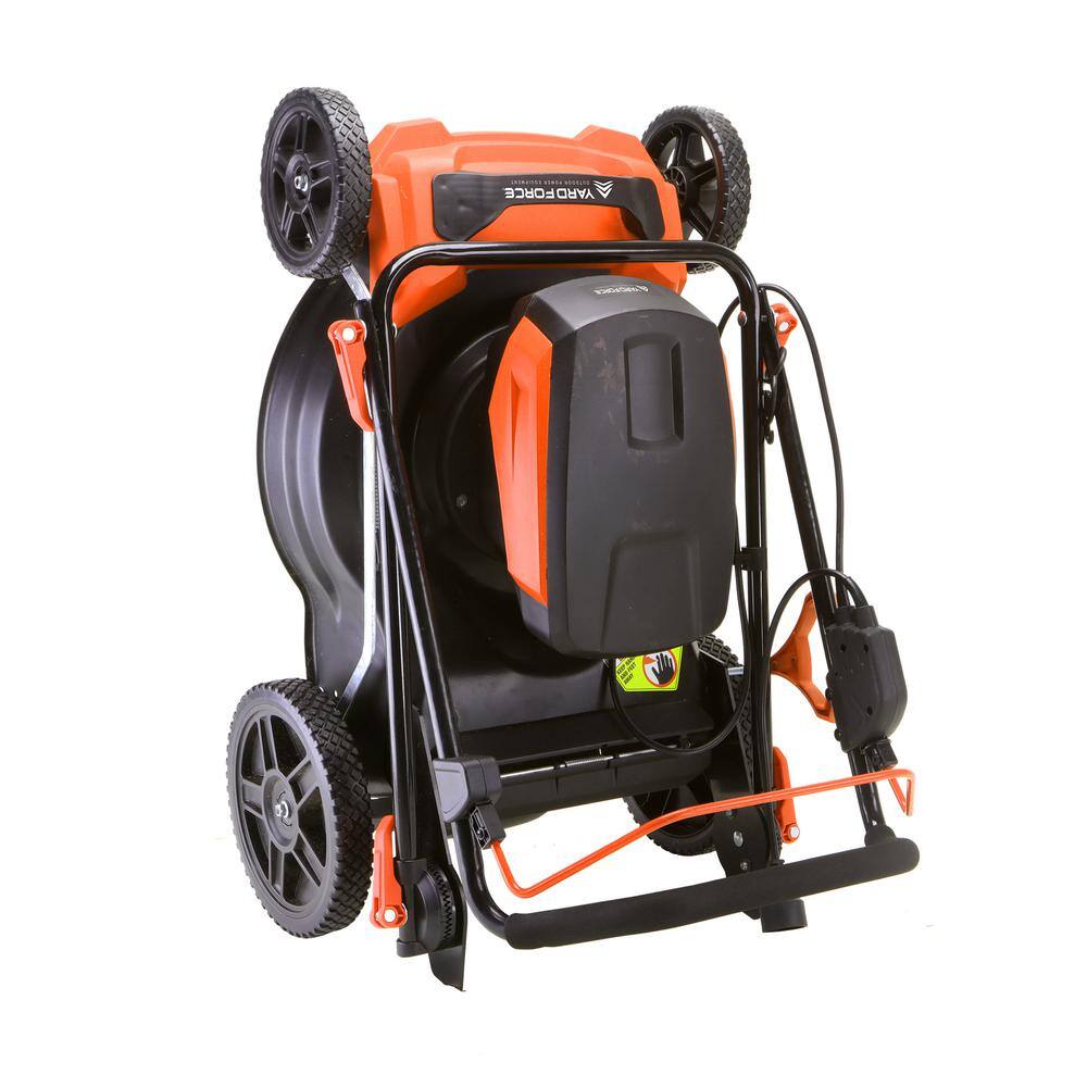 YARD FORCE YF1518-3N1 18 in. 15 Amp Corded Electric 3-In-1 Walk-Behind Lawn Mower with Vertical Storage