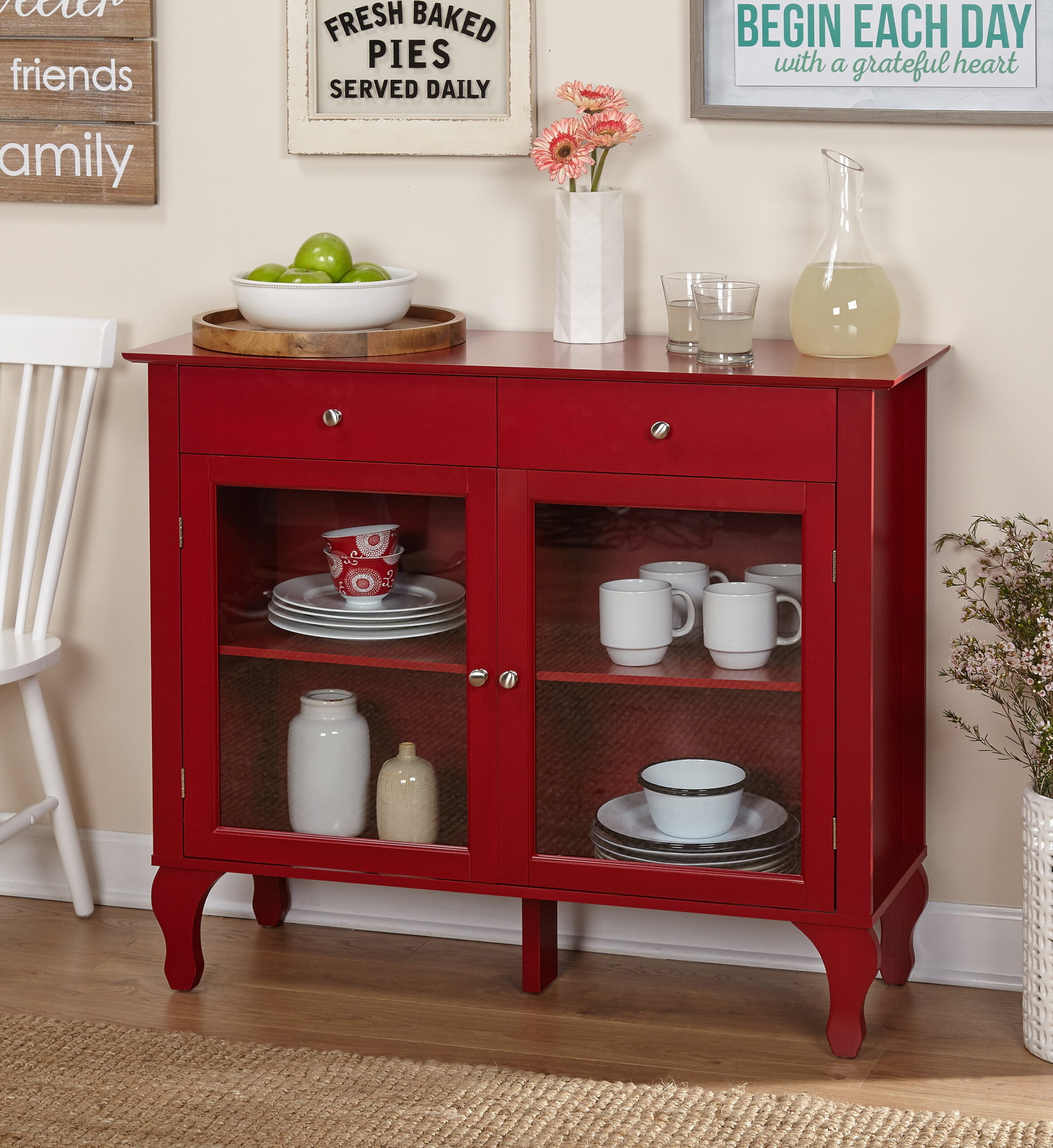 TMS Layla 2-Drawer Buffet Cabinet. Red