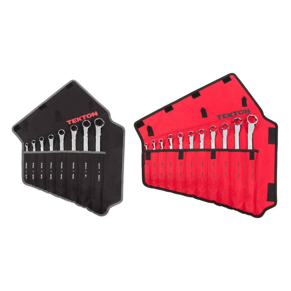 TEKTON WBE94302 45-Degree Offset Box End Wrench Set. 19-Piece (1/4-1-1/4 in.. 6-32 mm) - Pouch