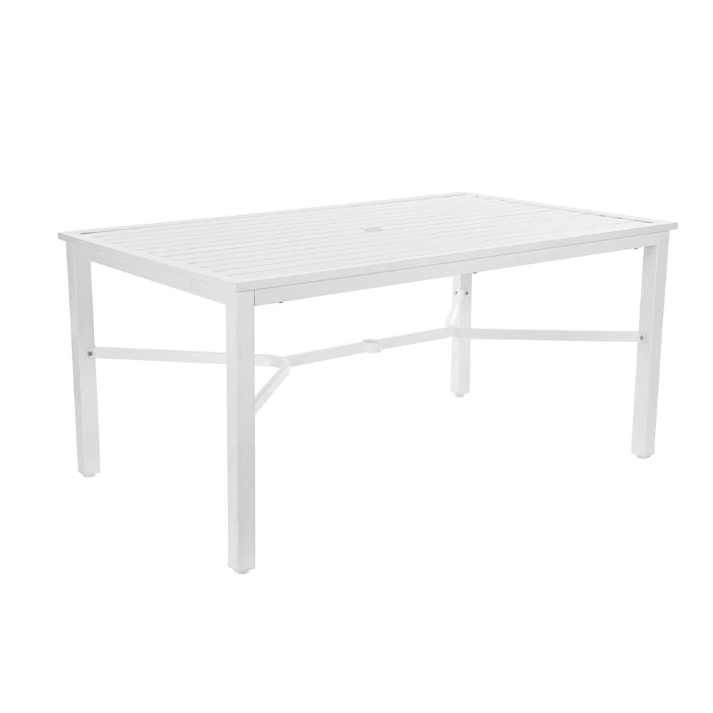 StyleWell FTS70660C-W Mix and Match Lattice White Rectangle Metal Outdoor Patio Dining Table with Slat Top