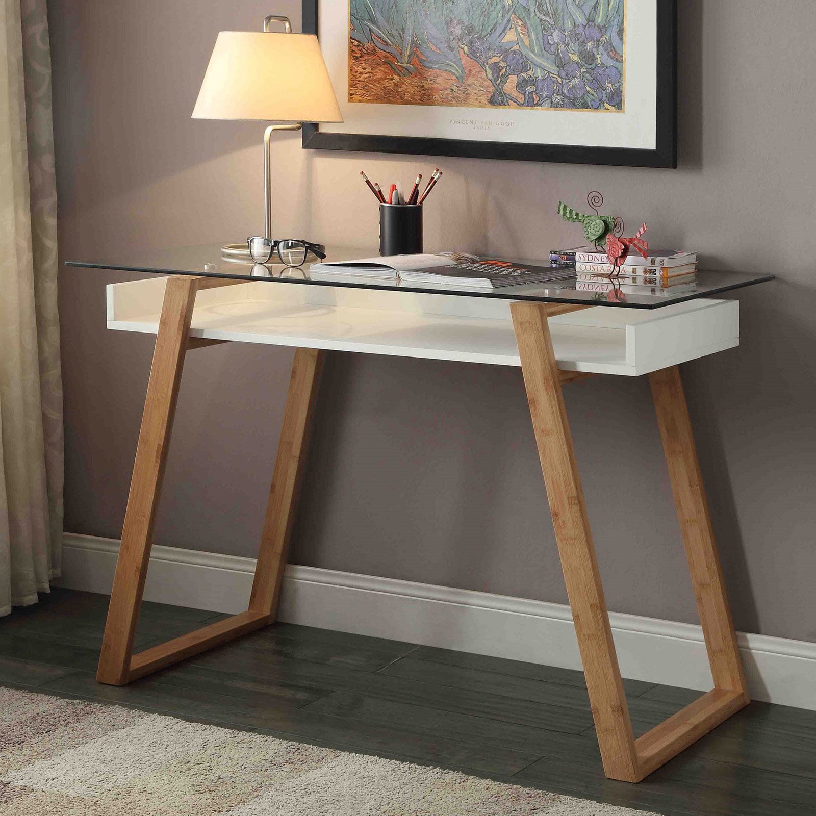Convenience Concepts Oslo Sundance Desk. White/Glass