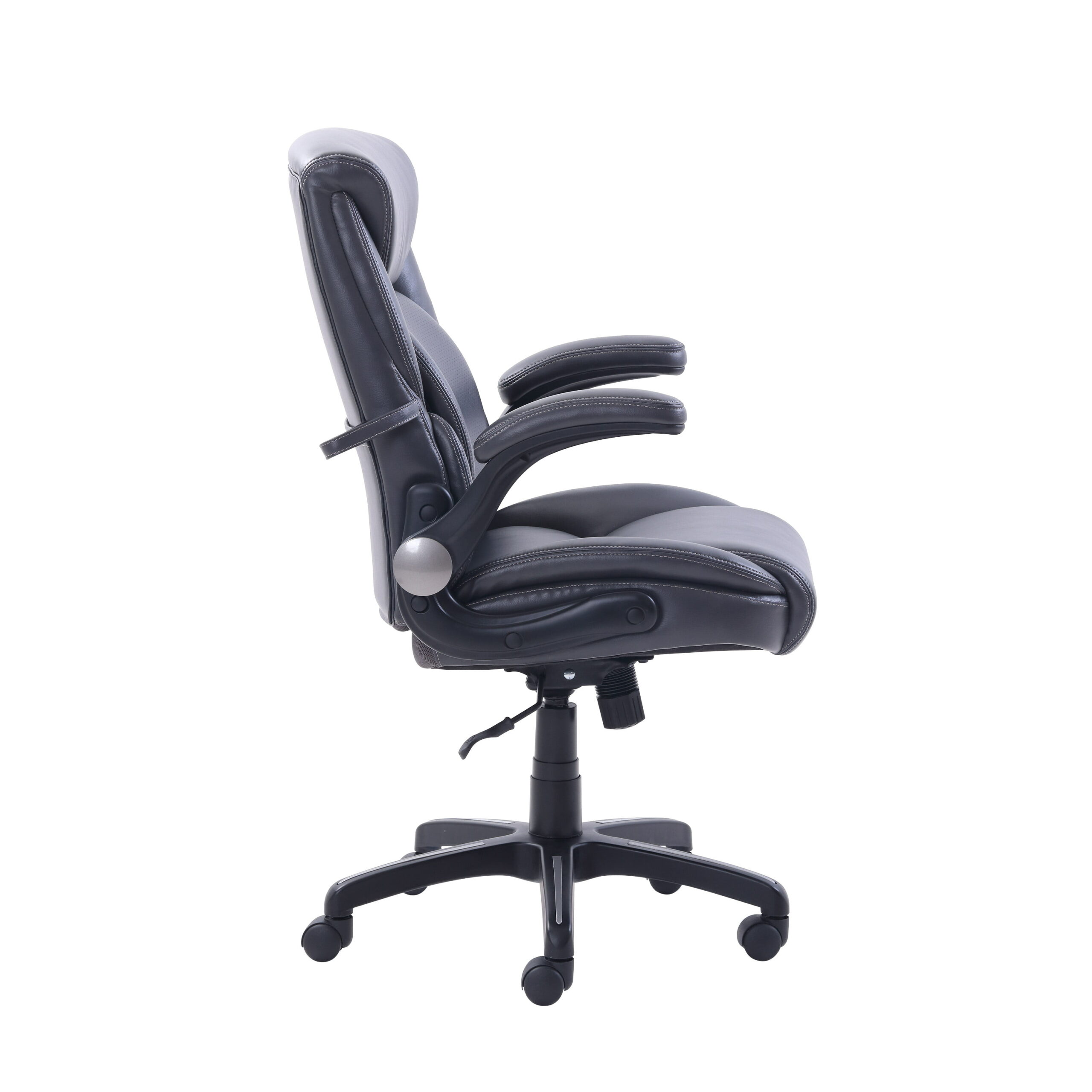 Serta Air Lumbar Bonded Leather Manager Office Chair. Gray Faux Leather