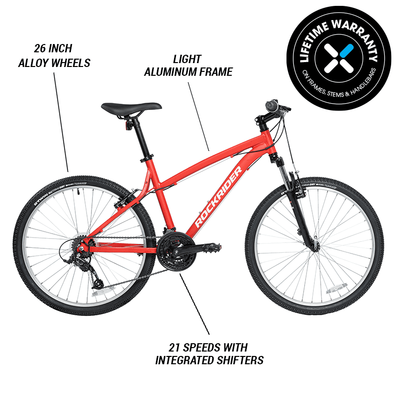 Decathlon Rockrider ST50. 21 Speed Aluminum Mountain Bike. 26″. Unisex. Red. Medium