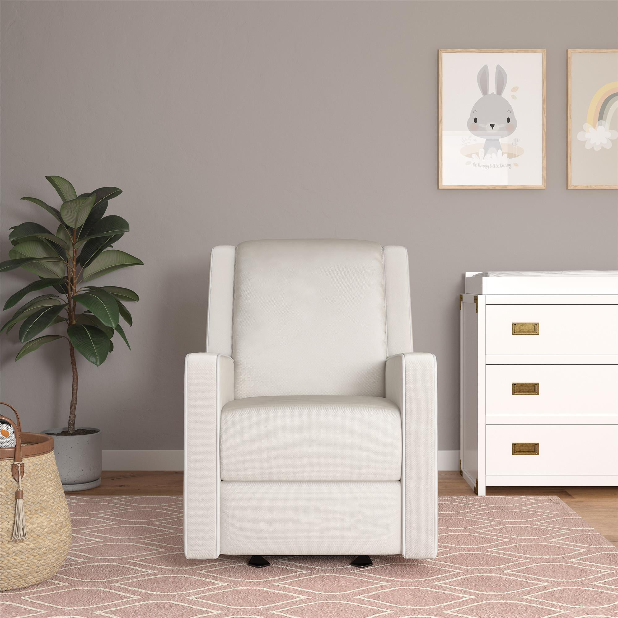 Baby Relax Robyn Rocker Recliner Chair with Pocket Coil Seating. White Linen