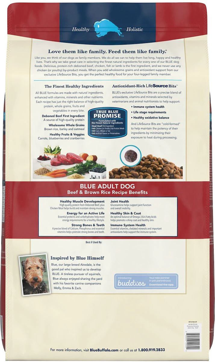 Blue Buffalo Life Protection Formula Adult Beef & Brown Rice Recipe Dry Dog Food -  34-lb bag