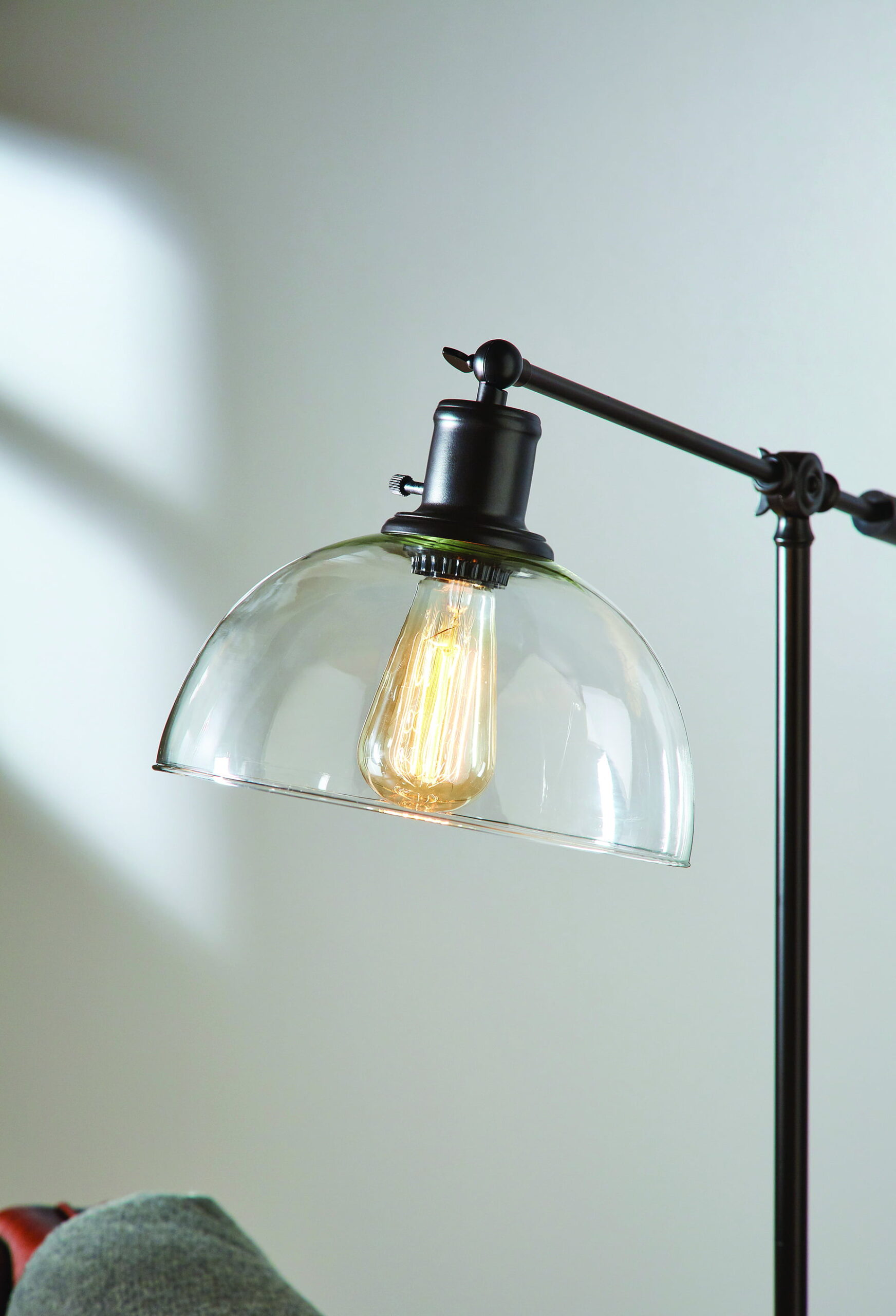 Better Homes & Gardens Bronze Task Floor Lamp. Glass Shade