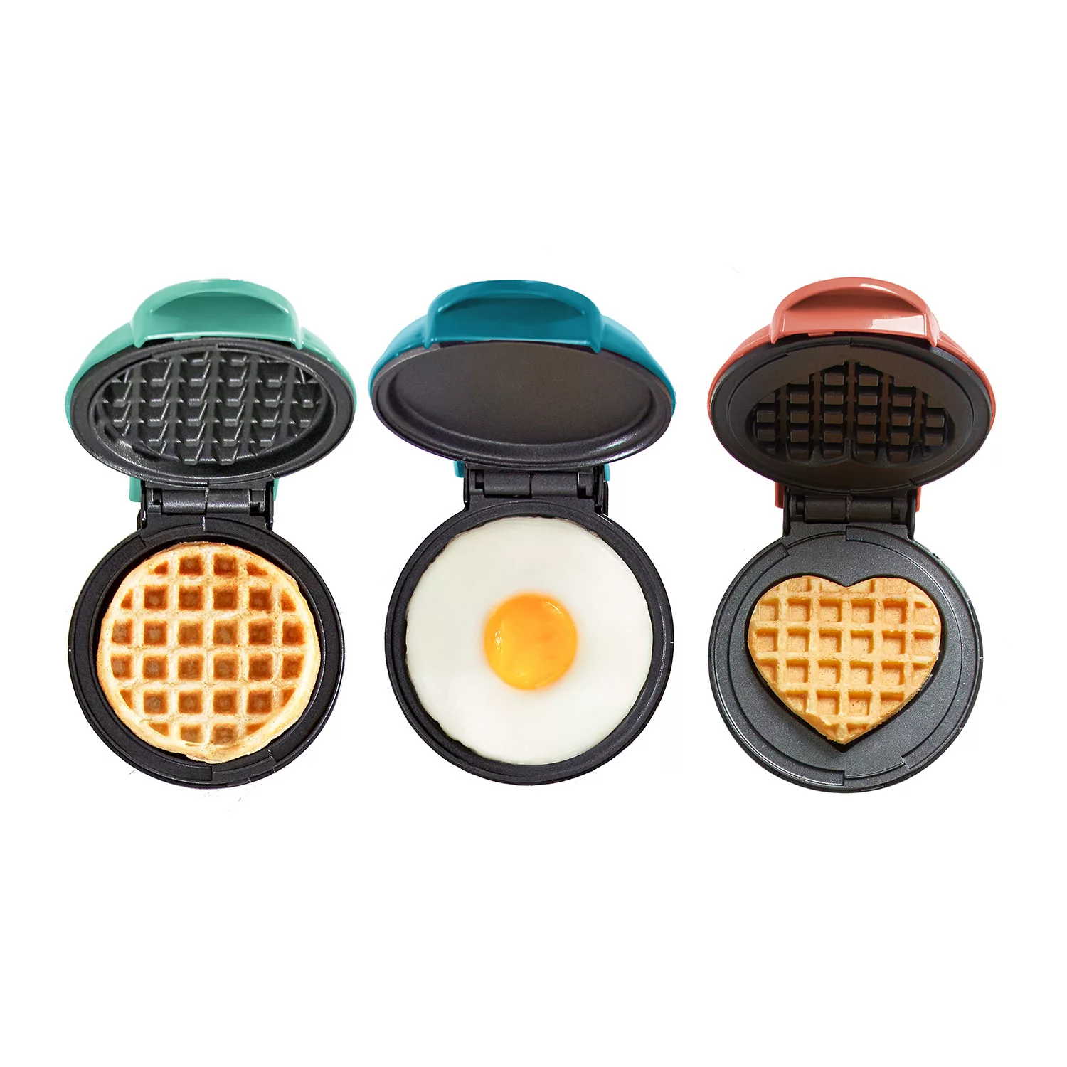 DASH Mini Maker 3-Pack Gift Set. Mini Waffle Maker + Mini Heart-Shaped Waffle Maker + Mini Maker Griddle
