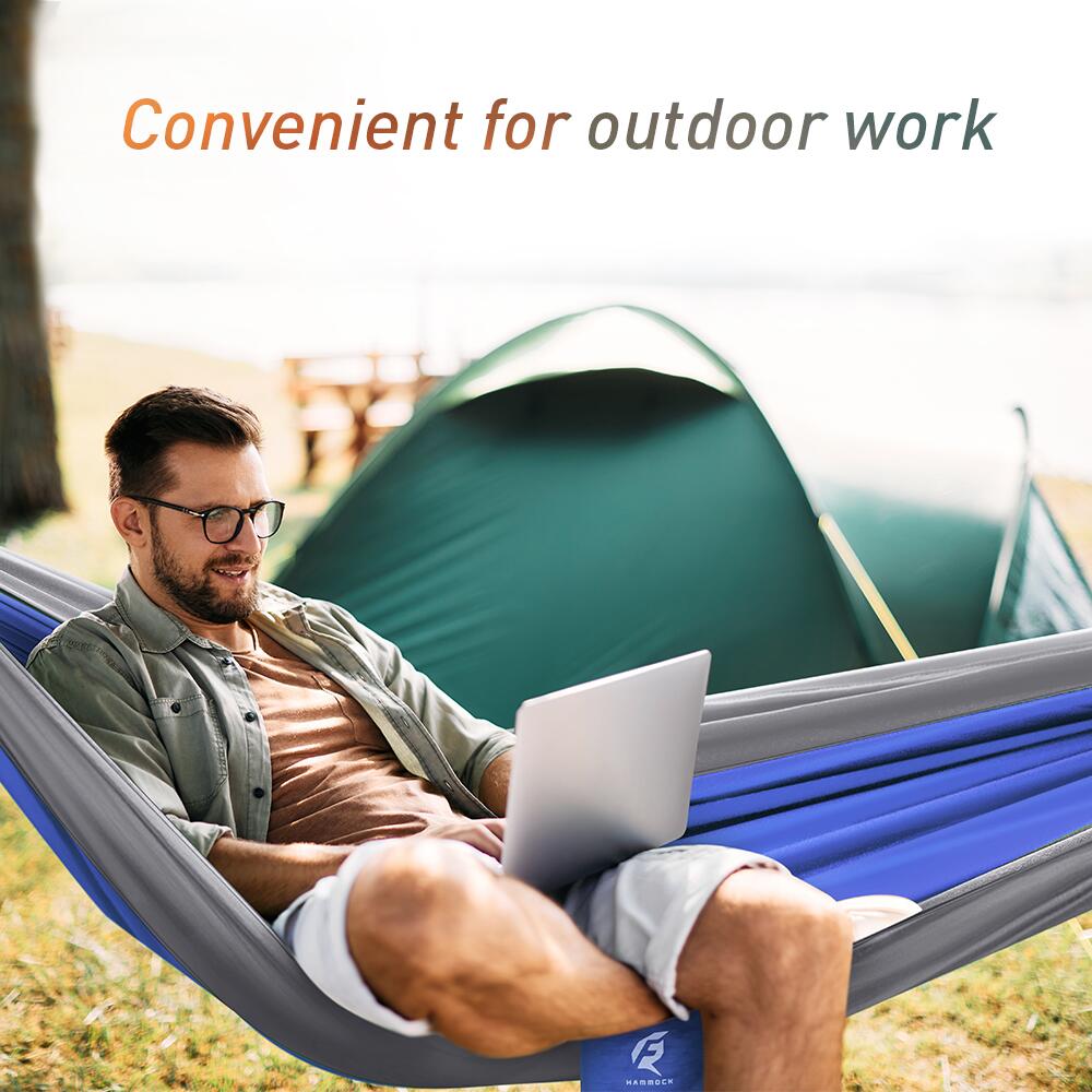 QUANFENG QF Hammock Nylon Portable Travel Camping Hammock. Blue/Gray