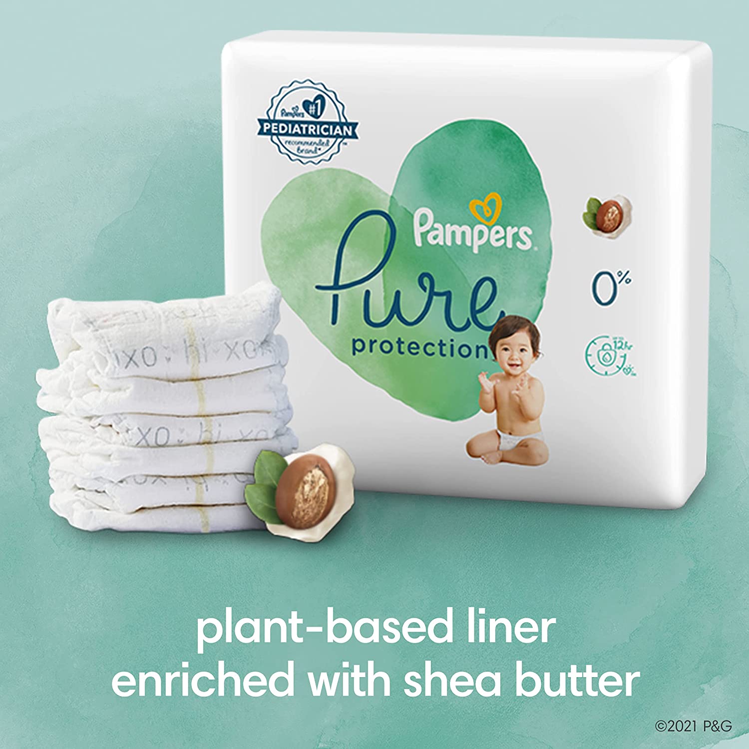 Diapers Size 1. 198 Count - Pampers Pure Protection Hypoallergenic Disposable Baby Diapers for Sensitive Skin. Fragrance Free. (Packaging May Vary)