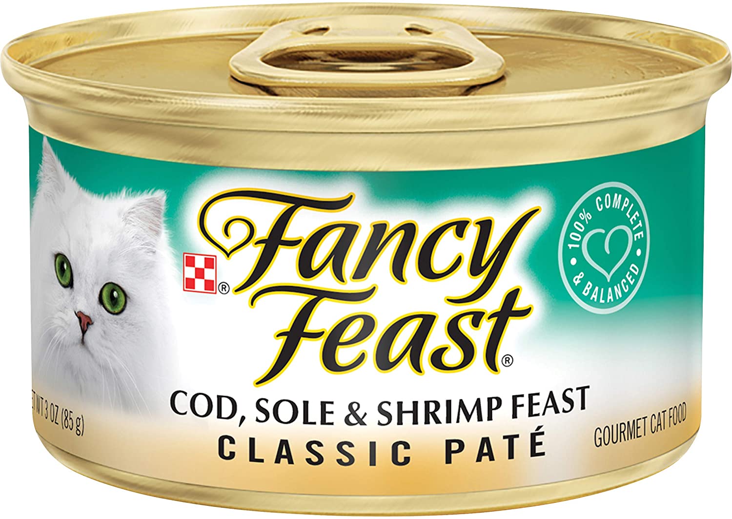 Purina Fancy Feast Grain Free Pate Wet Cat Food. Classic Pate Cod. Sole & Shrimp Feast - (24) 3 oz. Cans