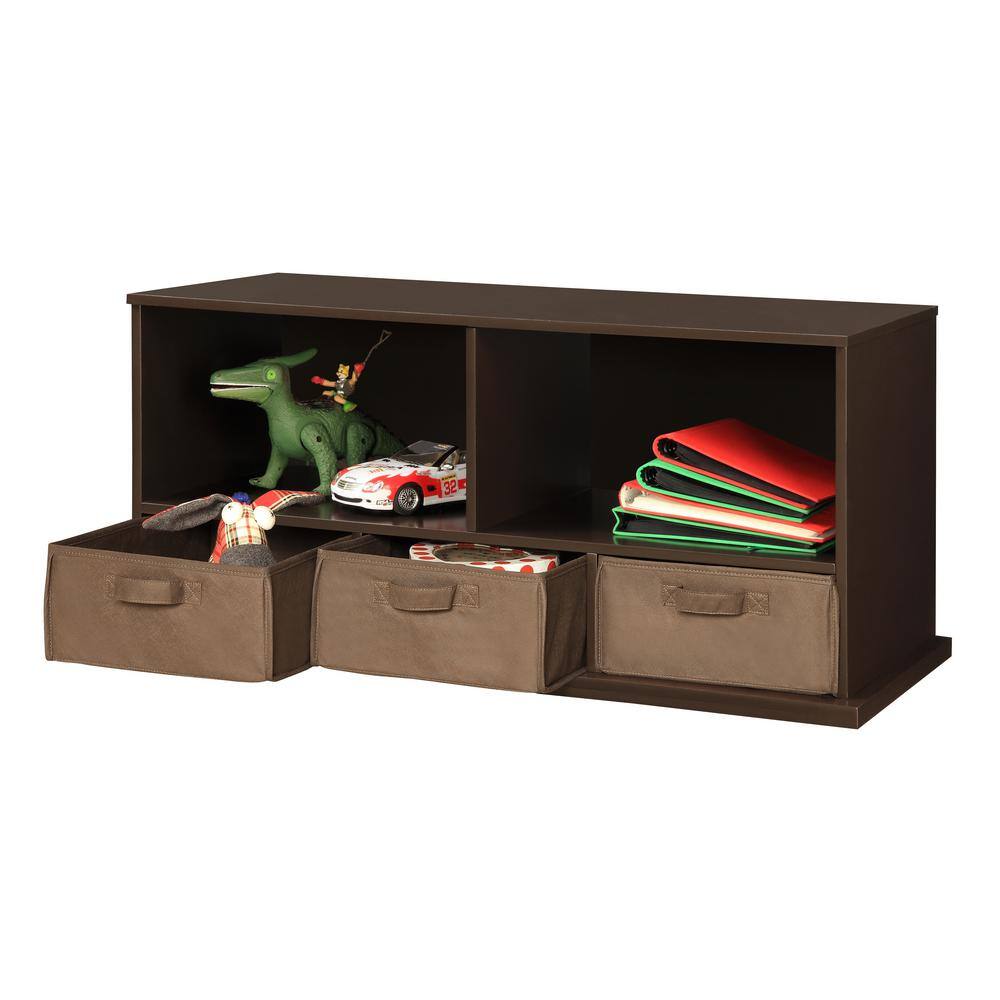 Badger Basket 37 in. W x 17 in. H x 16 in. D Espresso Stackable Shelf Storage Cubbies with 3-Baskets