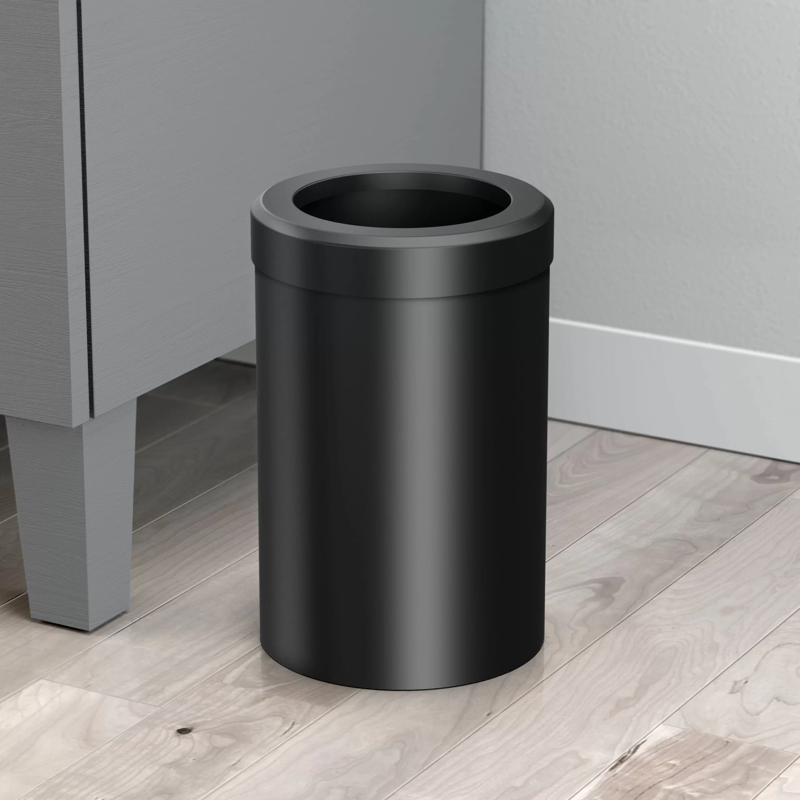 Gatco 1912 Modern Round Waste Basket. Matte Black
