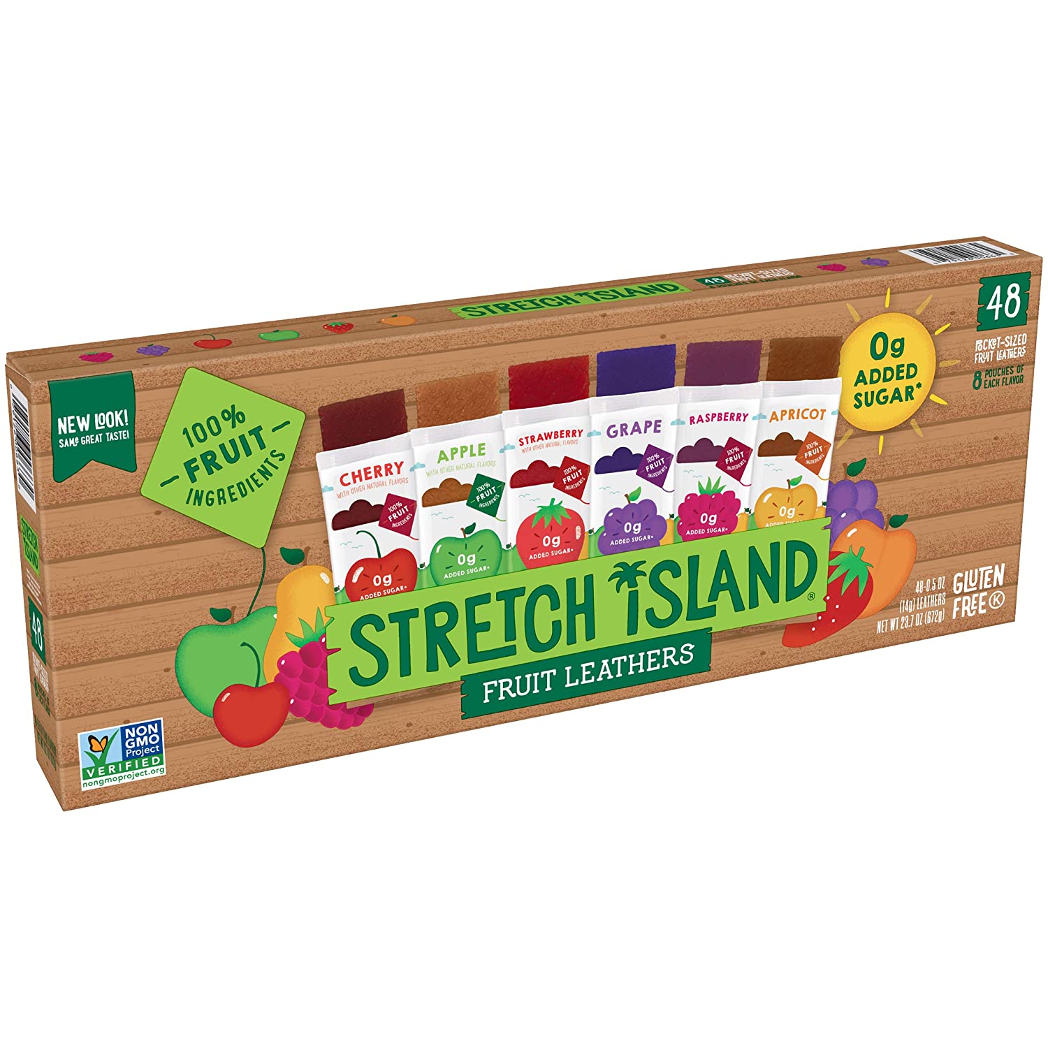 Stretch Island Fruit Leather Snacks Variety Pack. (Pack of 48)