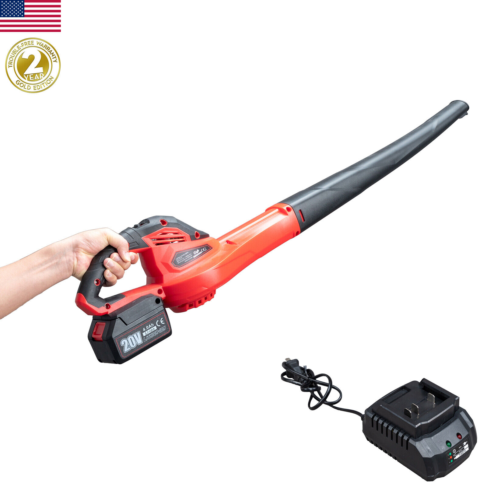 Leaf Blower - 20V Leaf Blower Cordless with Battery & Charger. Electric Leaf Blower for Lawn Care. Battery Powered Leaf Blower Cordless Lightweight for Snow Blowing