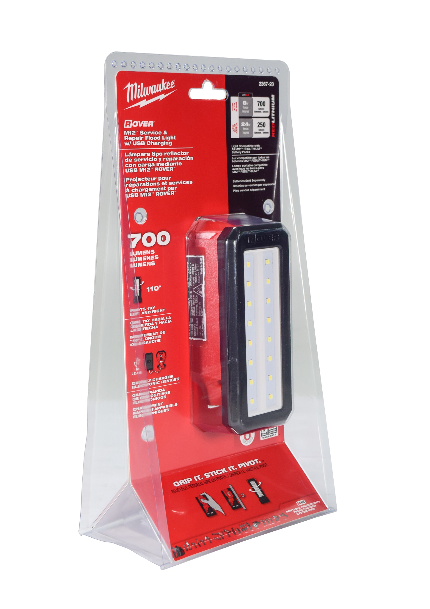 Milwaukee 2367-20 M12 ROVER Service and Repair Flood Light with USB Charging