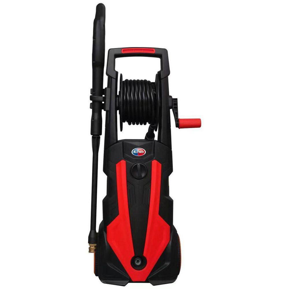 All Power APW5006R 2000 PSI 1.6 GPM Red Electric Pressure Washer with Hose Reel for Buildings. Walkway. Vehicles and Outdoor Cleaning
