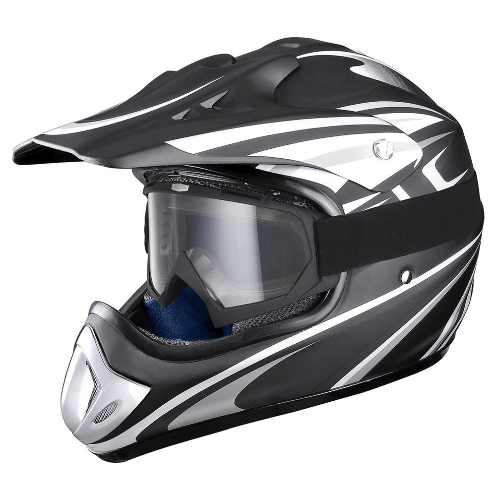 AHR® DOT Full Face MX H-VEN20 Helmet with Goggles Motocross Dirt Bike Motorcycle ATV L