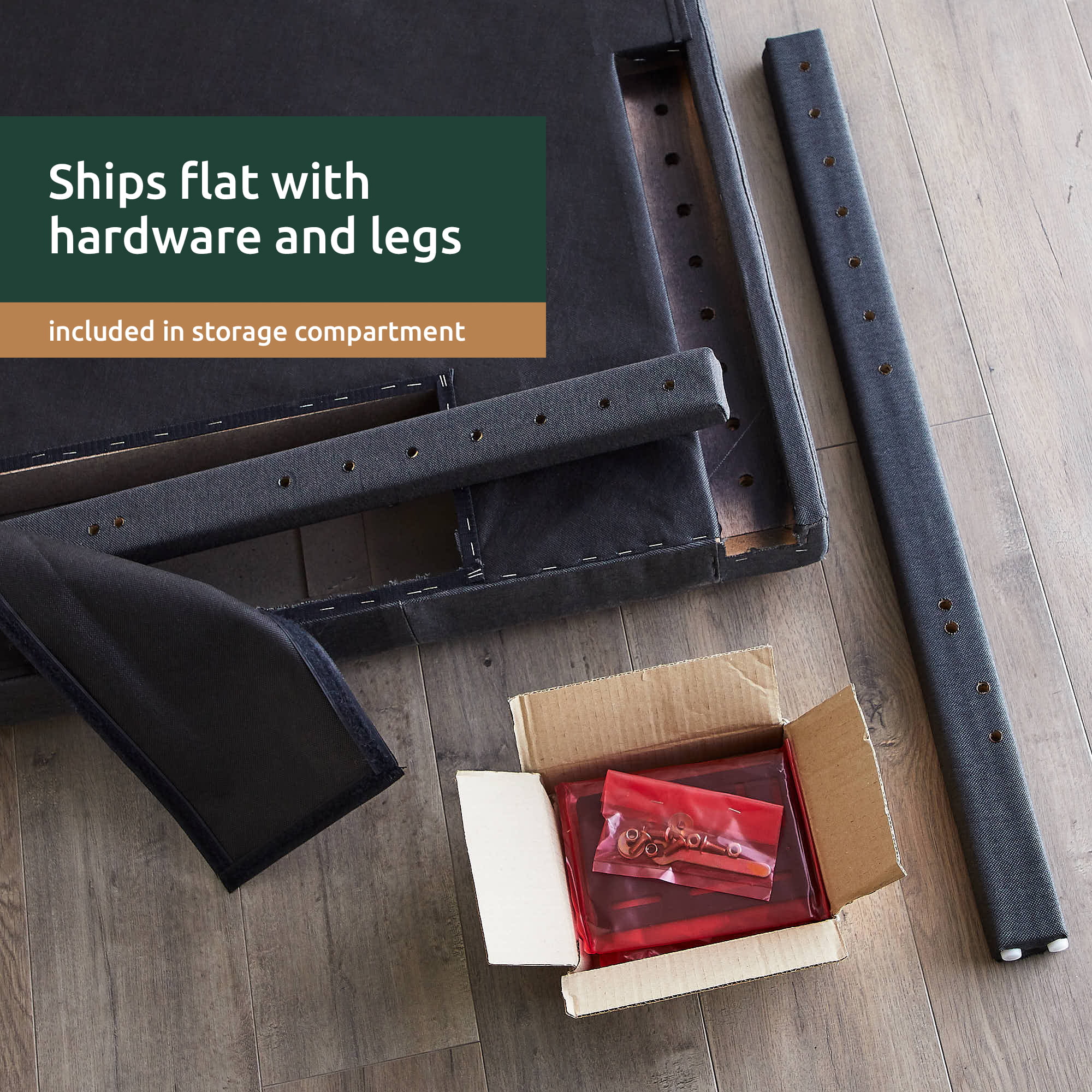 Rest Haven Scallop Edged Upholstered Headboard. Full/Full XL. Charcoal