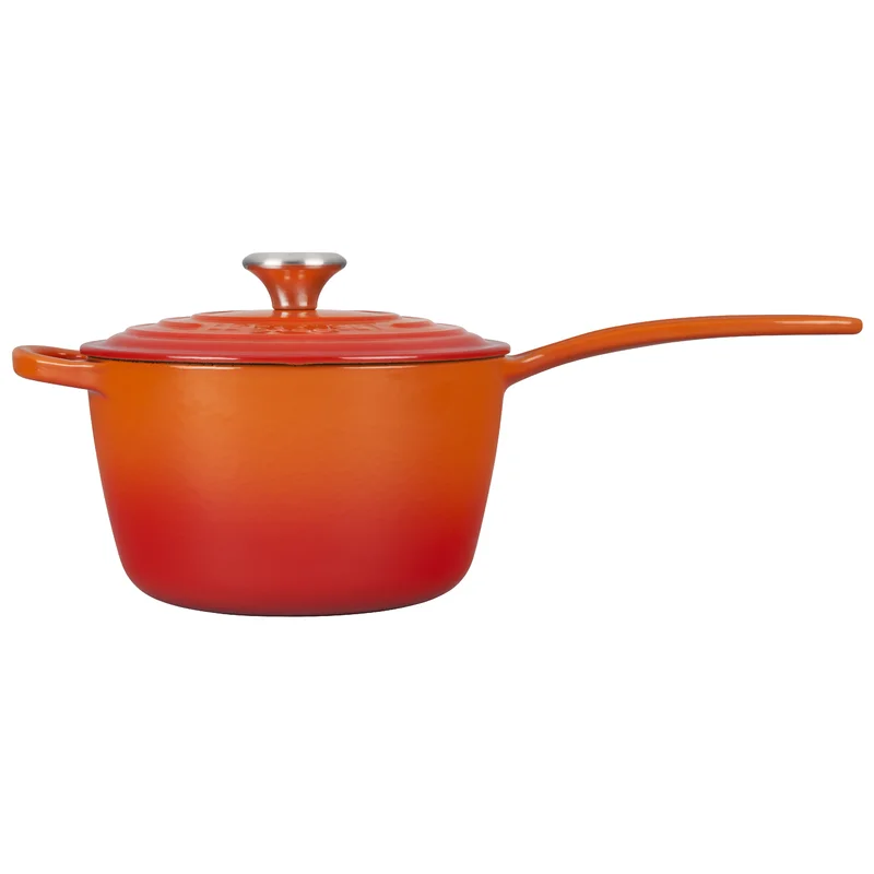 Le Creuset Enameled Cast Iron Signature Saucepan with Lid. 2.25 Quart. Flame LS2518-182SS