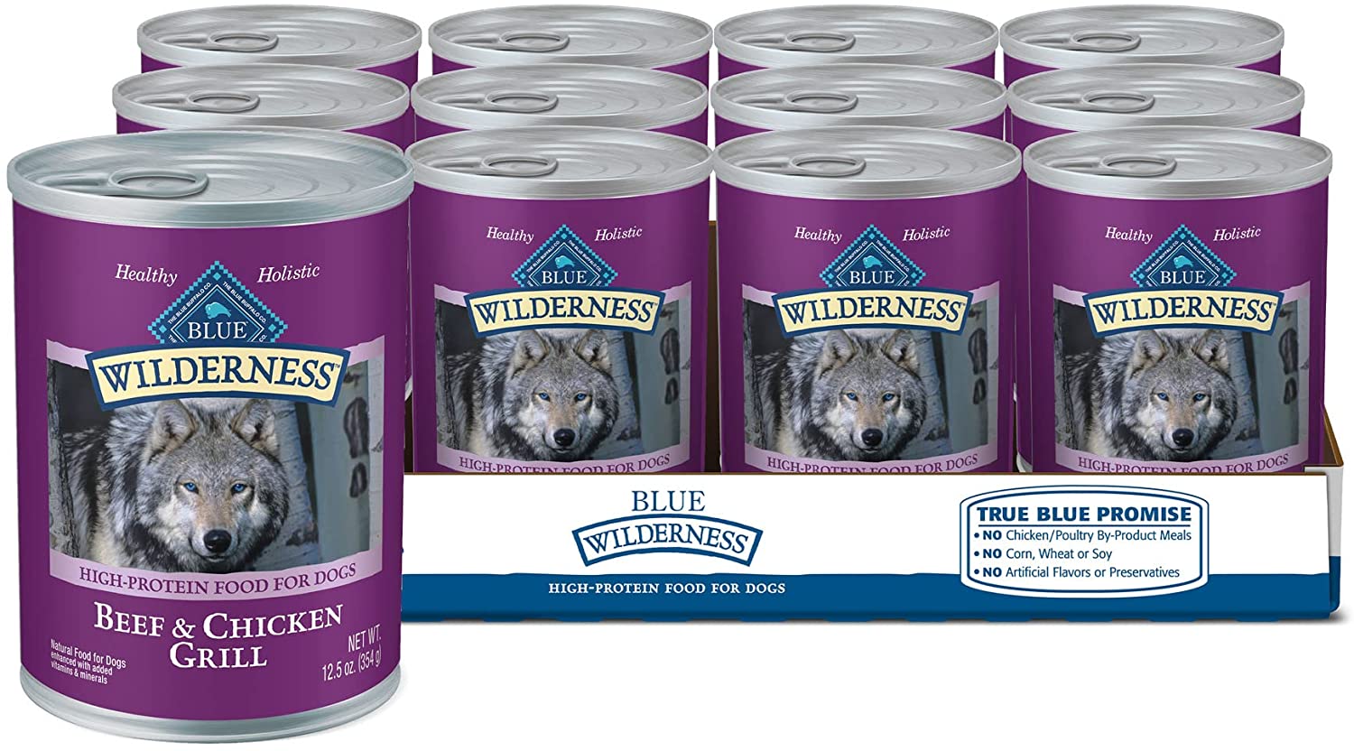 Blue Buffalo Blue Wilderness Beef & Chicken Grill Adult Wet Dog Food. 12.5 oz.. Case of 12