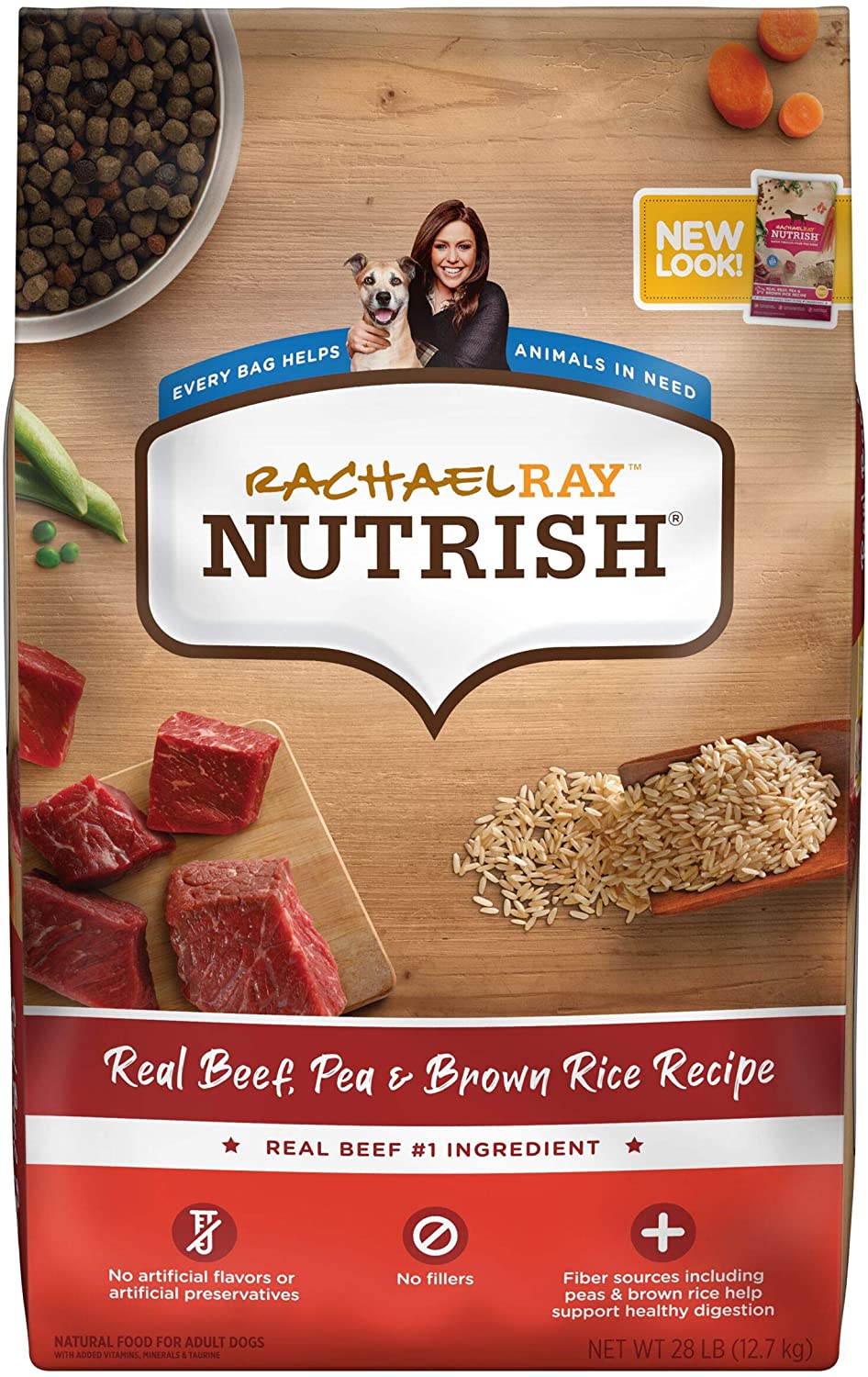 Rachael Ray Nutrish Premium Natural Dry Dog Food. Real Beef. Pea. & Brown Rice Recipe. 28 Pounds