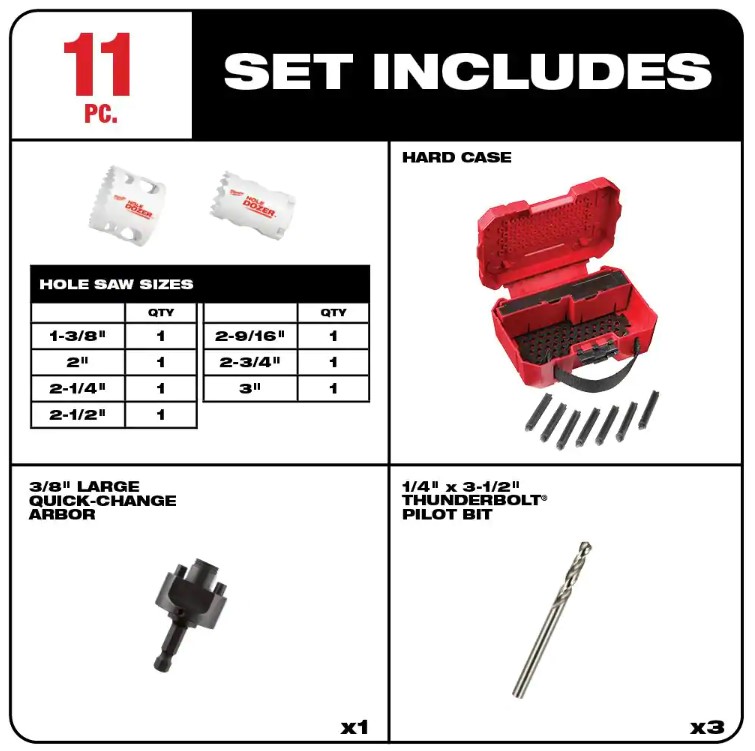 Milwaukee 49-22-4020 Hole Dozer General Purpose Bi-Metal Hole Saw Set (11-Piece)