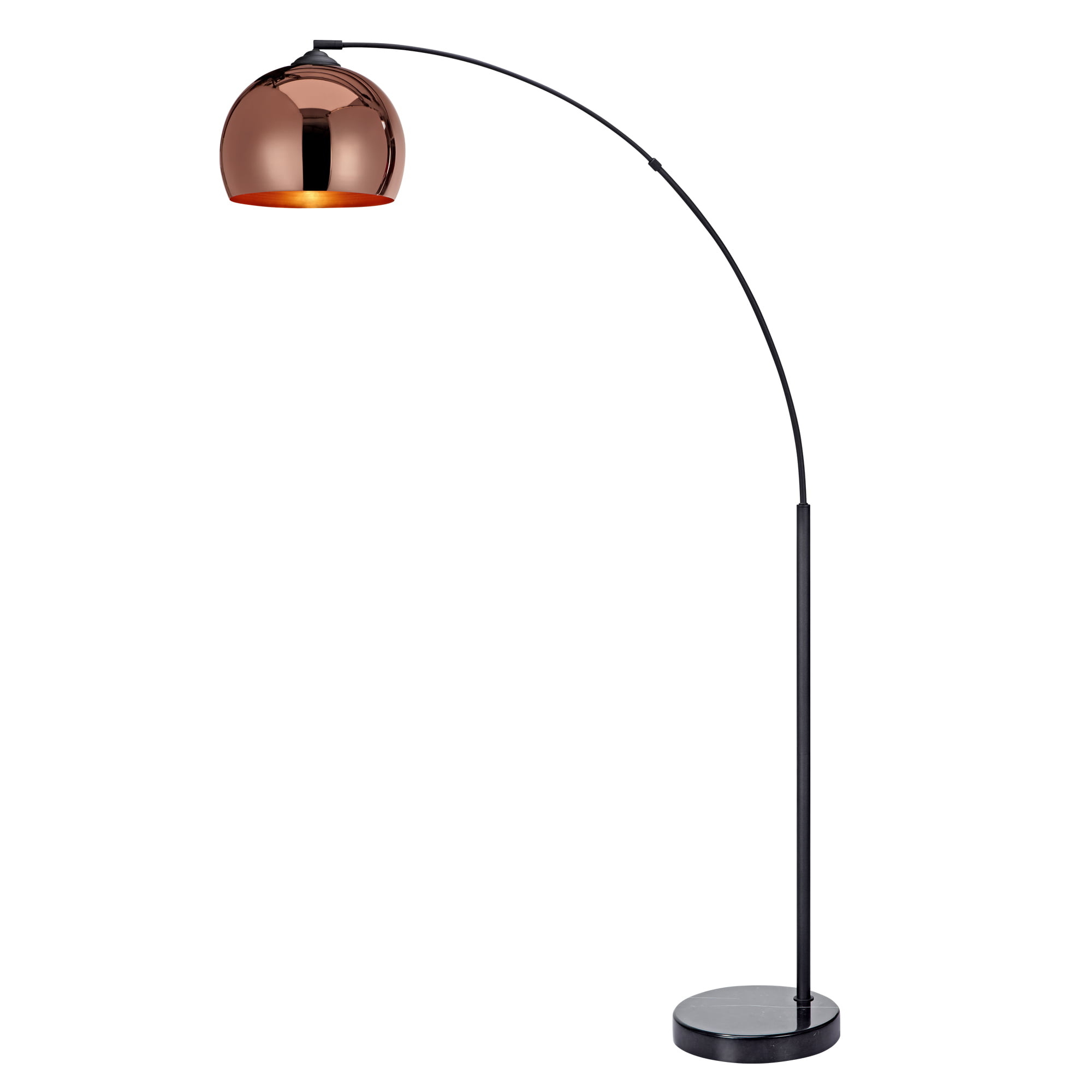 Teamson Home Arquer Arc 66.93″ Metal Floor Lamp with Bell Shade. Rose Gold