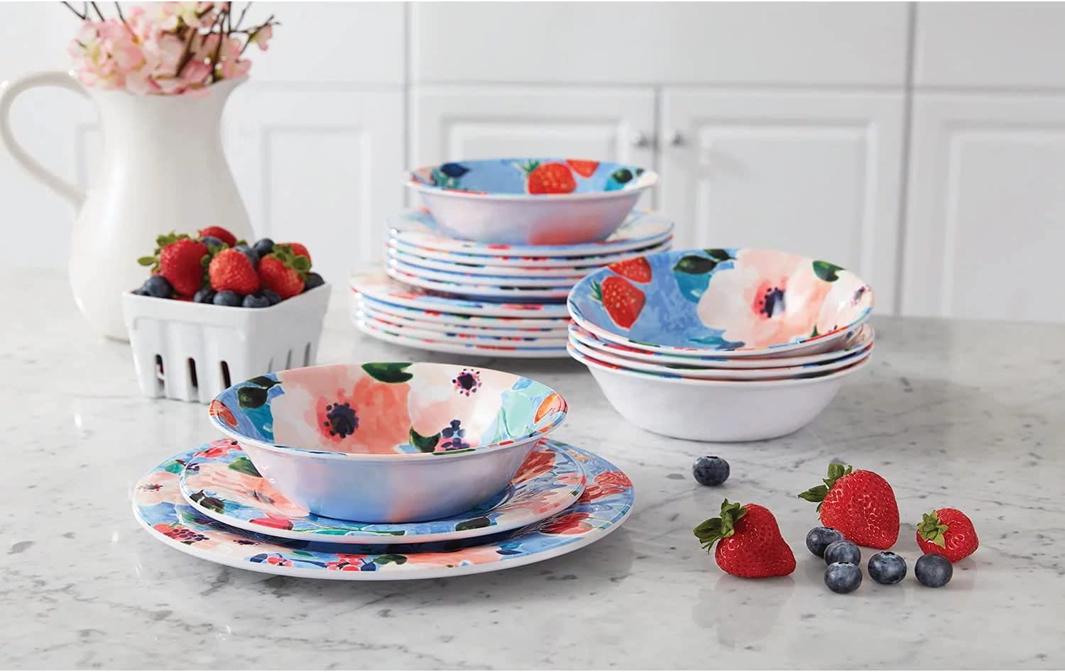 Member-s Mark 18 Piece Melamine Dinnerware Set - Farmstand Floral