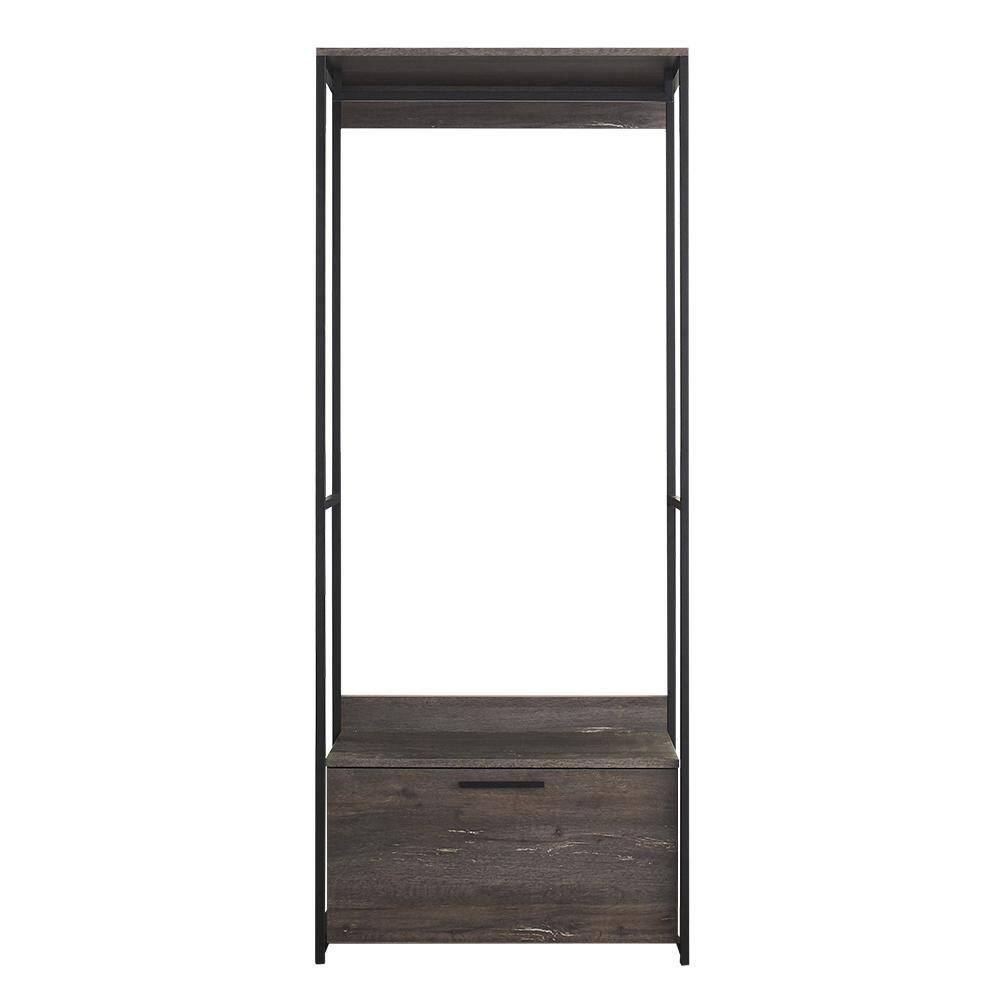 Klair Living Monica-F Monica 32 in. W Rustic Gray Wood Closet System Walk-in Closet with 1-Drawer