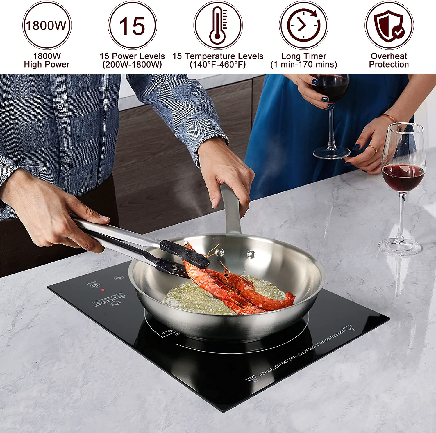 Duxtop Built-in Countertop Burner. Portable Induction Cooktop. Sensor Touch Induction Burner. 170-Minute Timer. Safety Lock. 1800W BT-200T1/8600BI