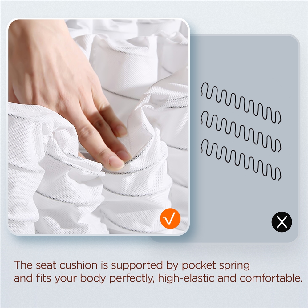 Alden Design Faux Leather Push Back Theater Recliner Chair with Footrest. Tan